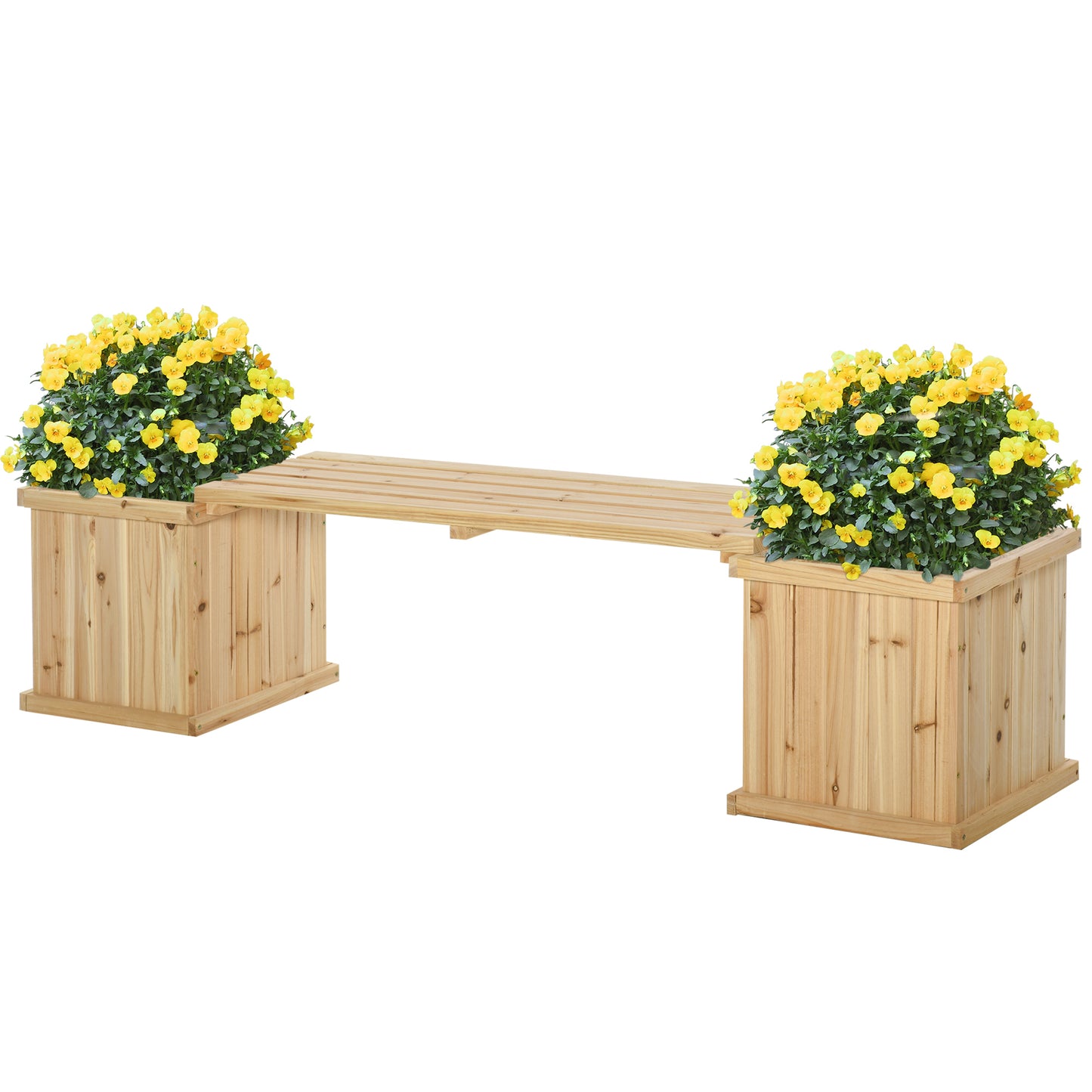 37L Wooden Garden Planter & Bench Combination Garden Raised Bed