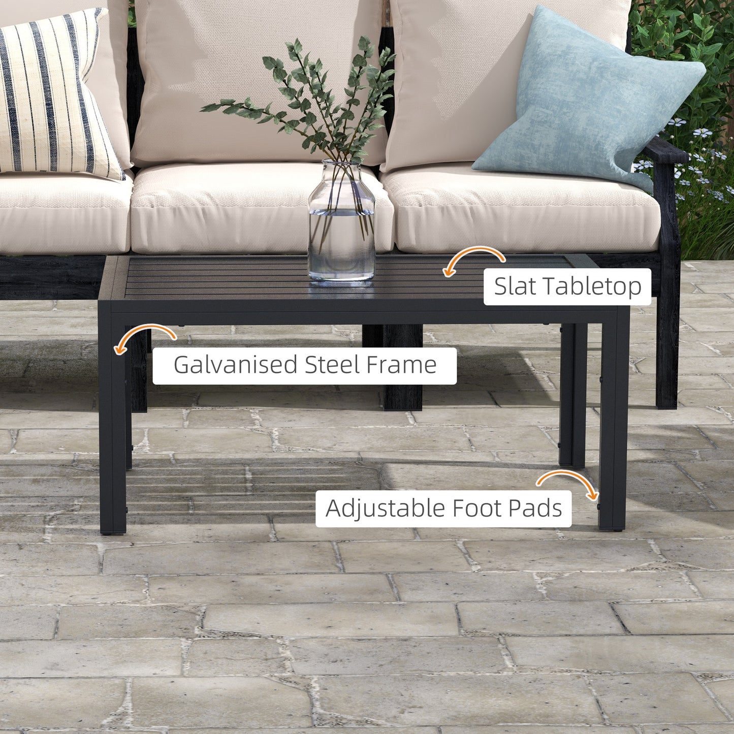 Outdoor Side Table, Rectangular Patio Coffee Side Table