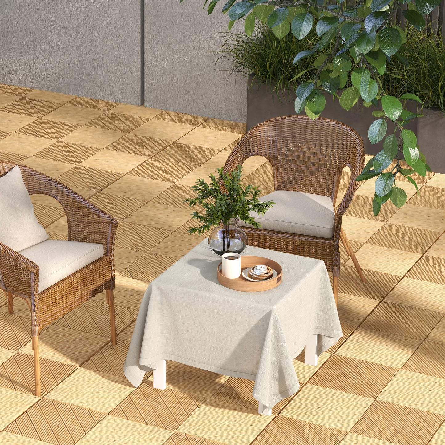 27 Pcs Wooden Interlocking Decking Tiles (2)