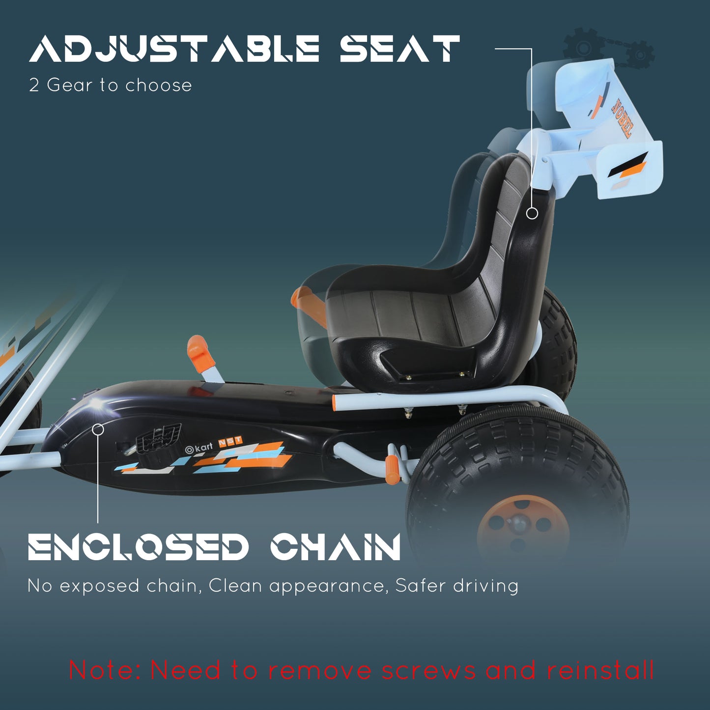 Pedal Go Kart, Kids Ride On Race Car with Brake, Gears Shift