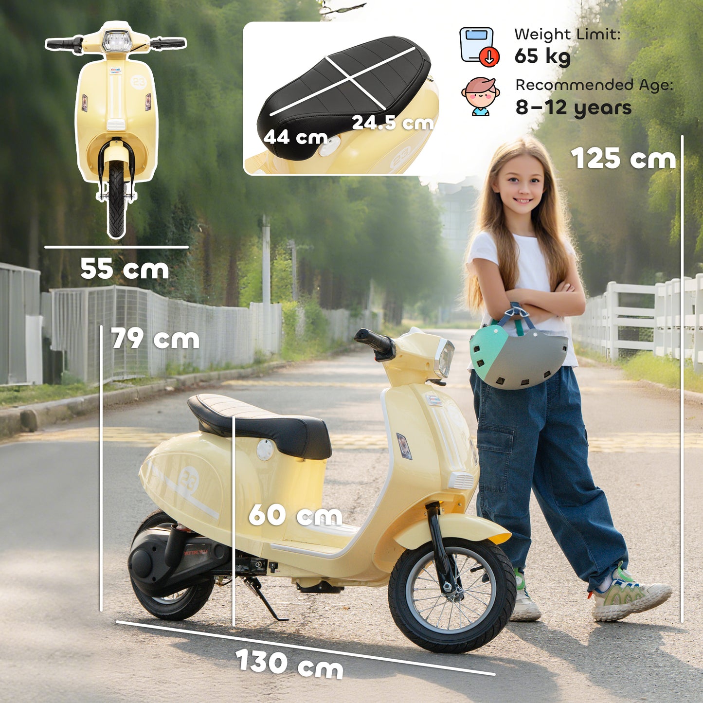 24V Kids Electric Motorbike, Ride on Motorcycle with Manual Throttle