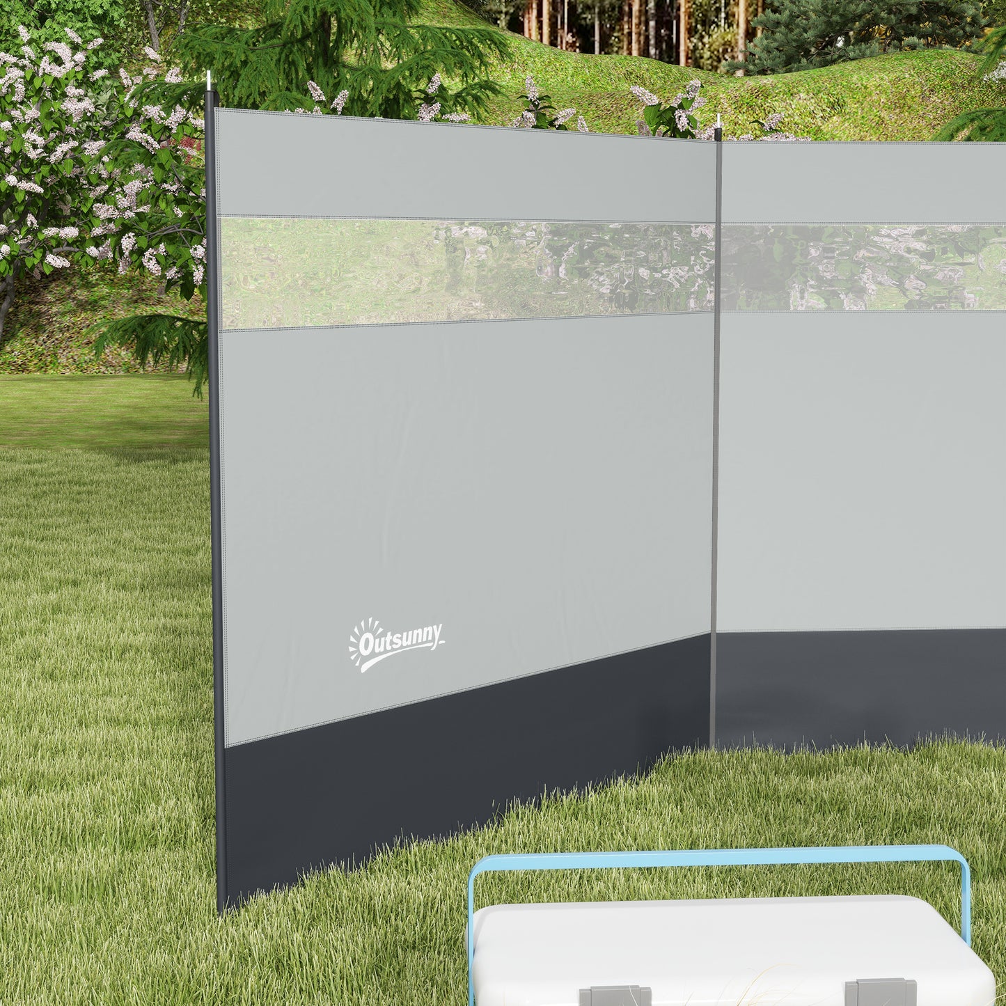 Camping Windbreaker with Clear Windows, Carry Bag and Steel Poles