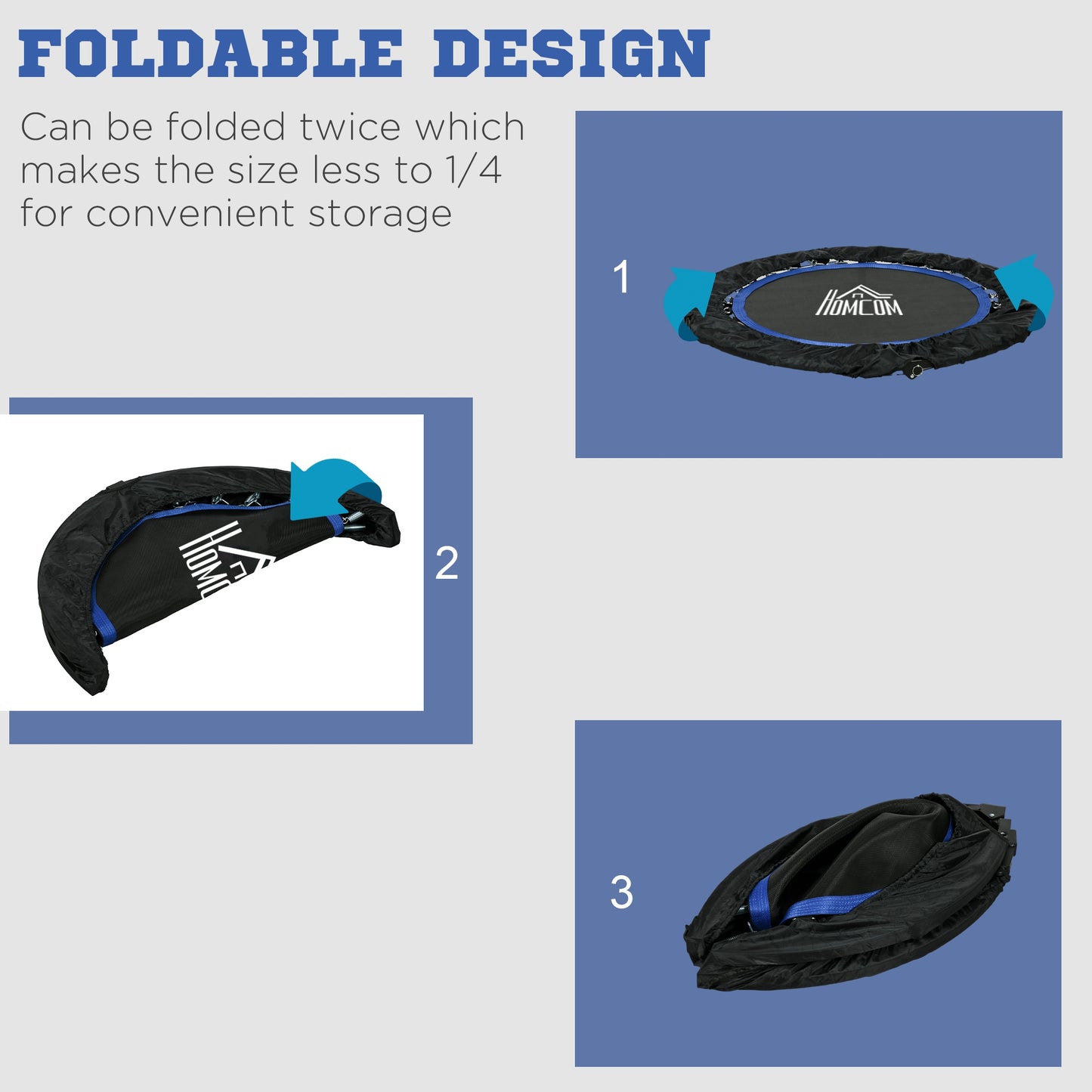 40" Foldable Mini Fitness Trampoline, with Adjustable Foam Handle
