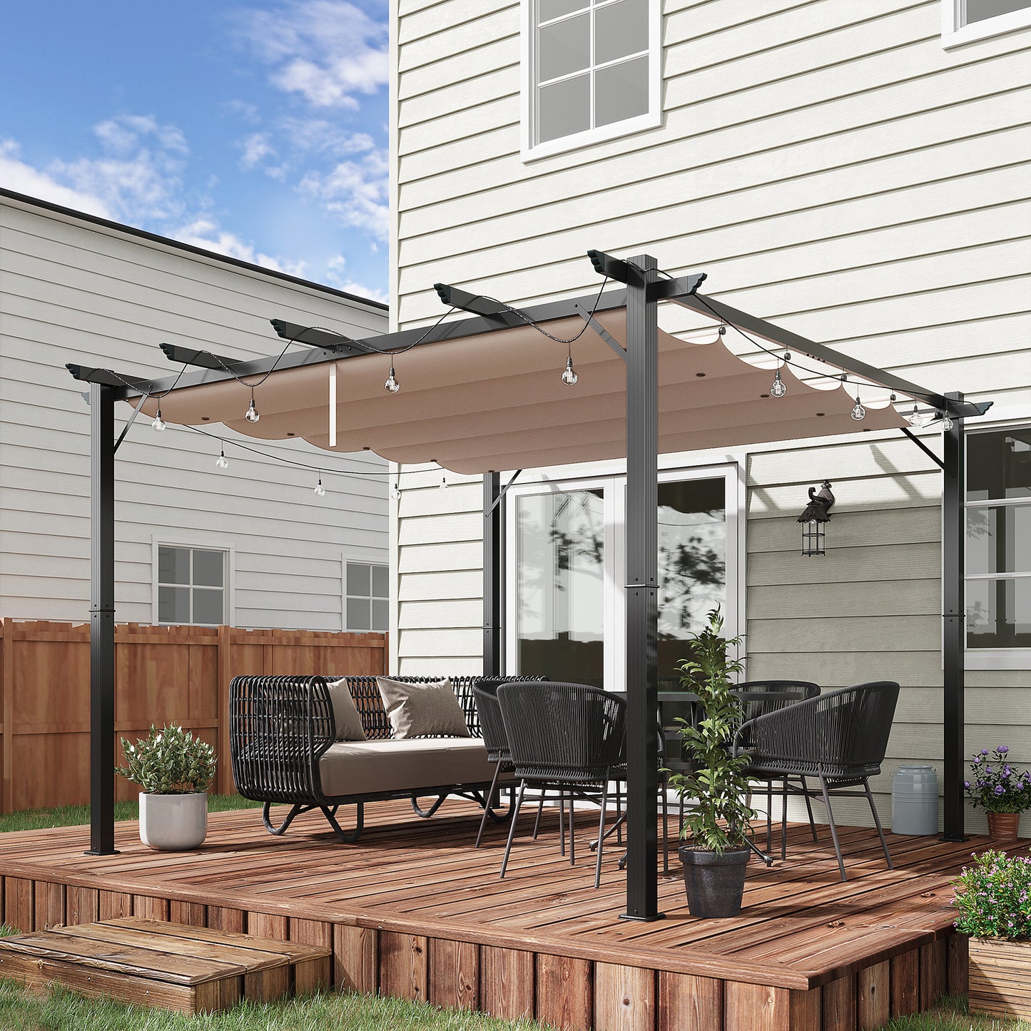 3m x 3m Pergola - Retractable Aluminium 3x3 Garden Shade