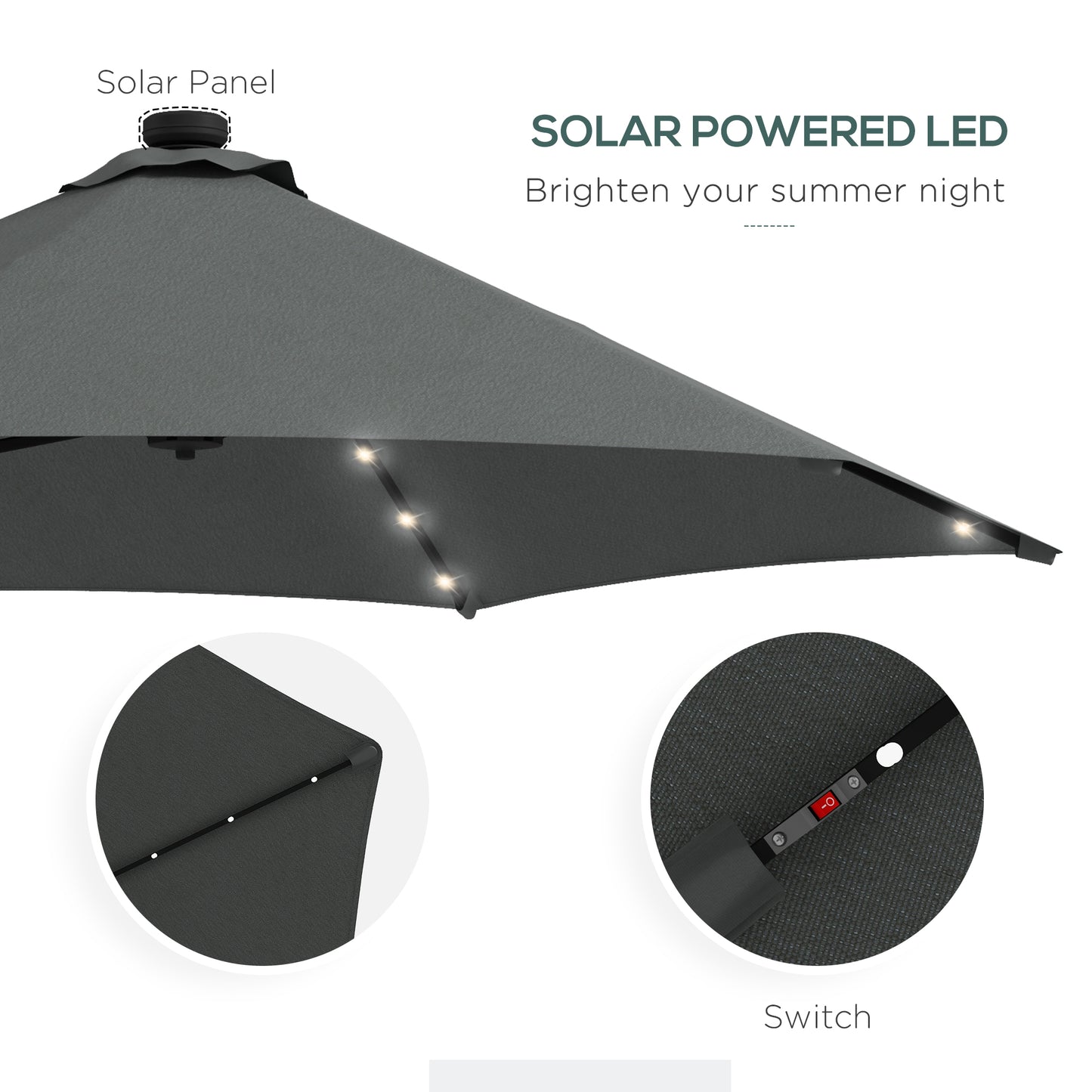 3(m) Solar LED Cantilever Parasol