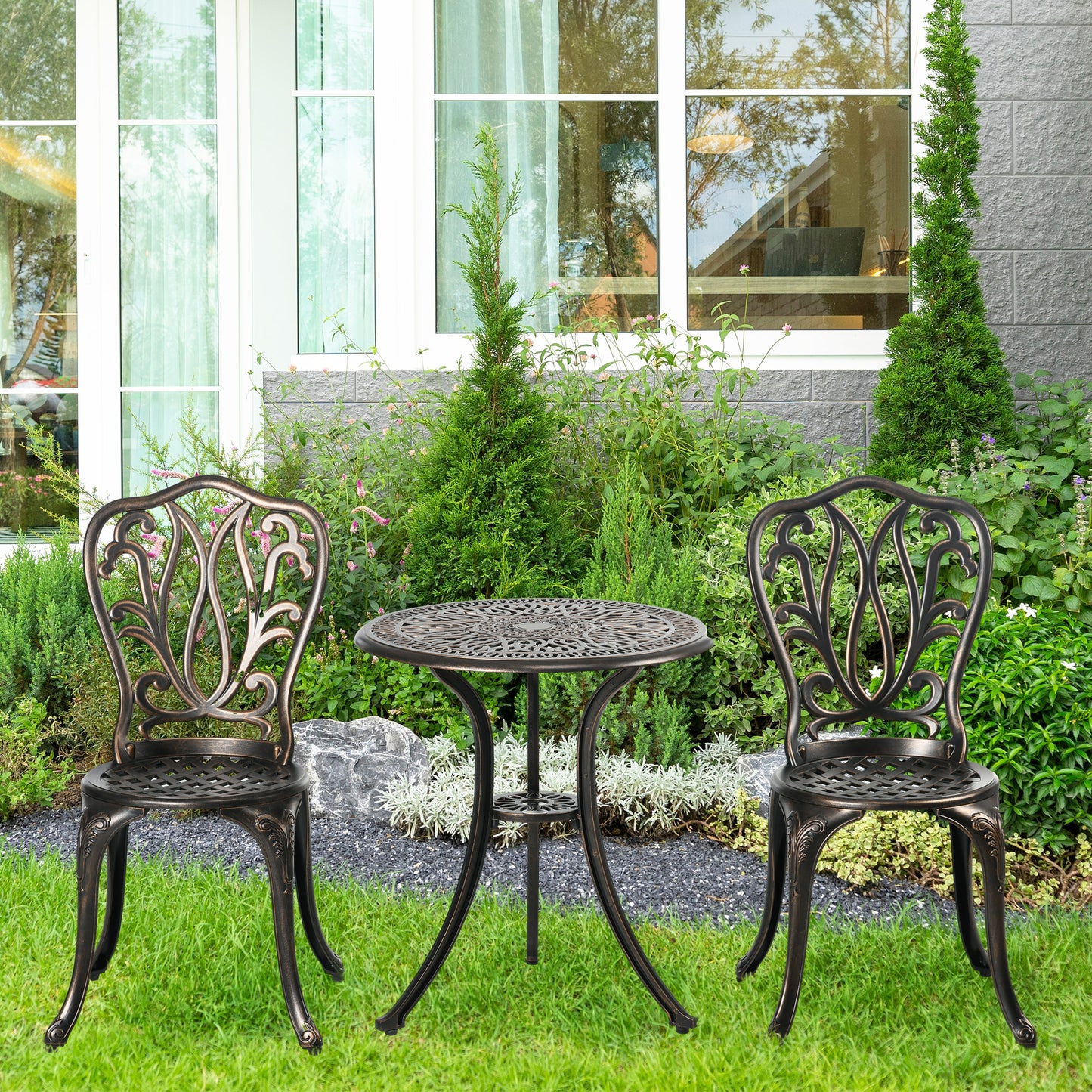 3 Piece Garden Bistro Set Aluminium Outdoor Furniture Set