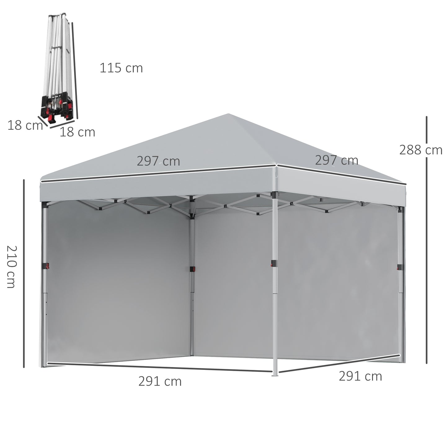 3 x 3 m Pop Up Gazebo, UPF 30+ Party Tent with 2 Sidewalls