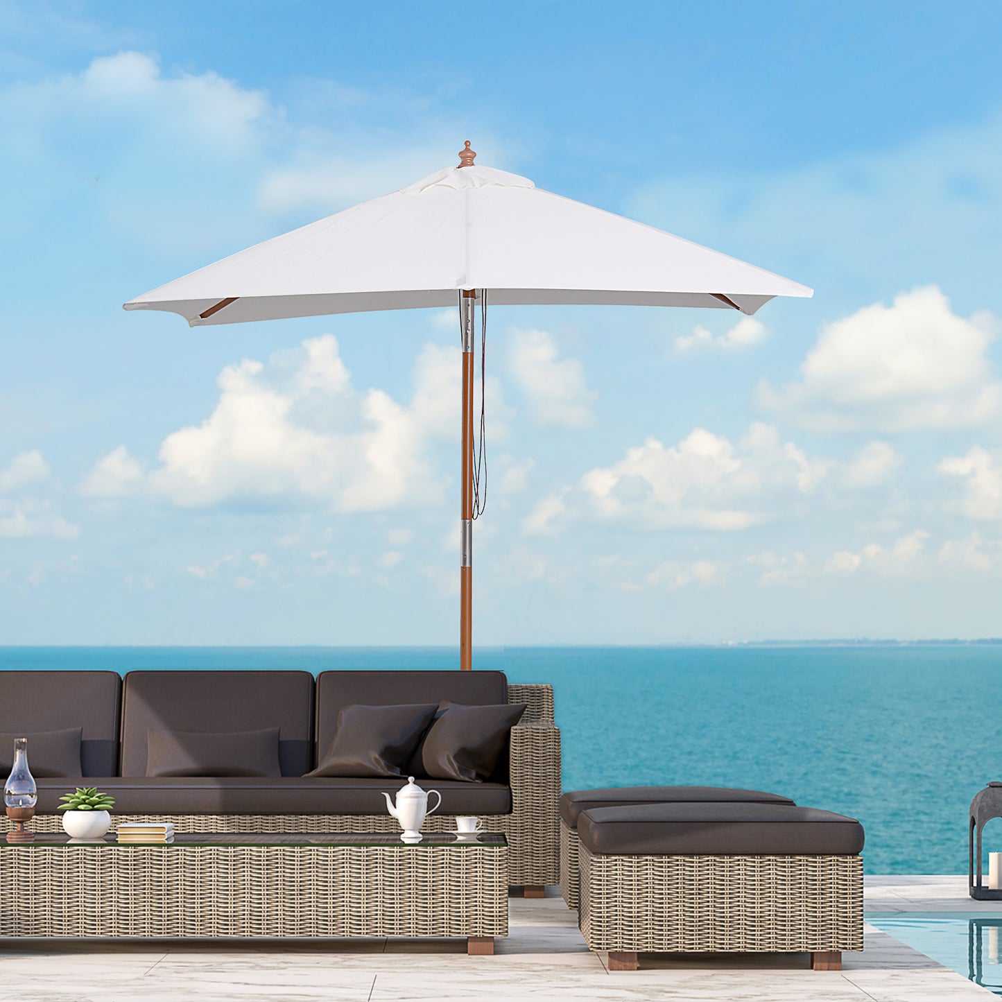 2m x 1.5m Garden Parasol Umbrella with Tilting Sunshade Canopy