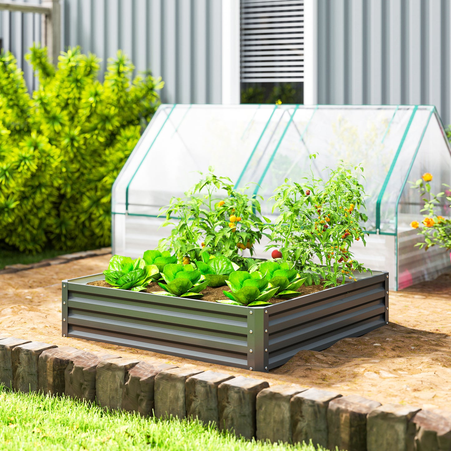 432L Square Raised Garden Bed Box Steel Frame for Vegetables