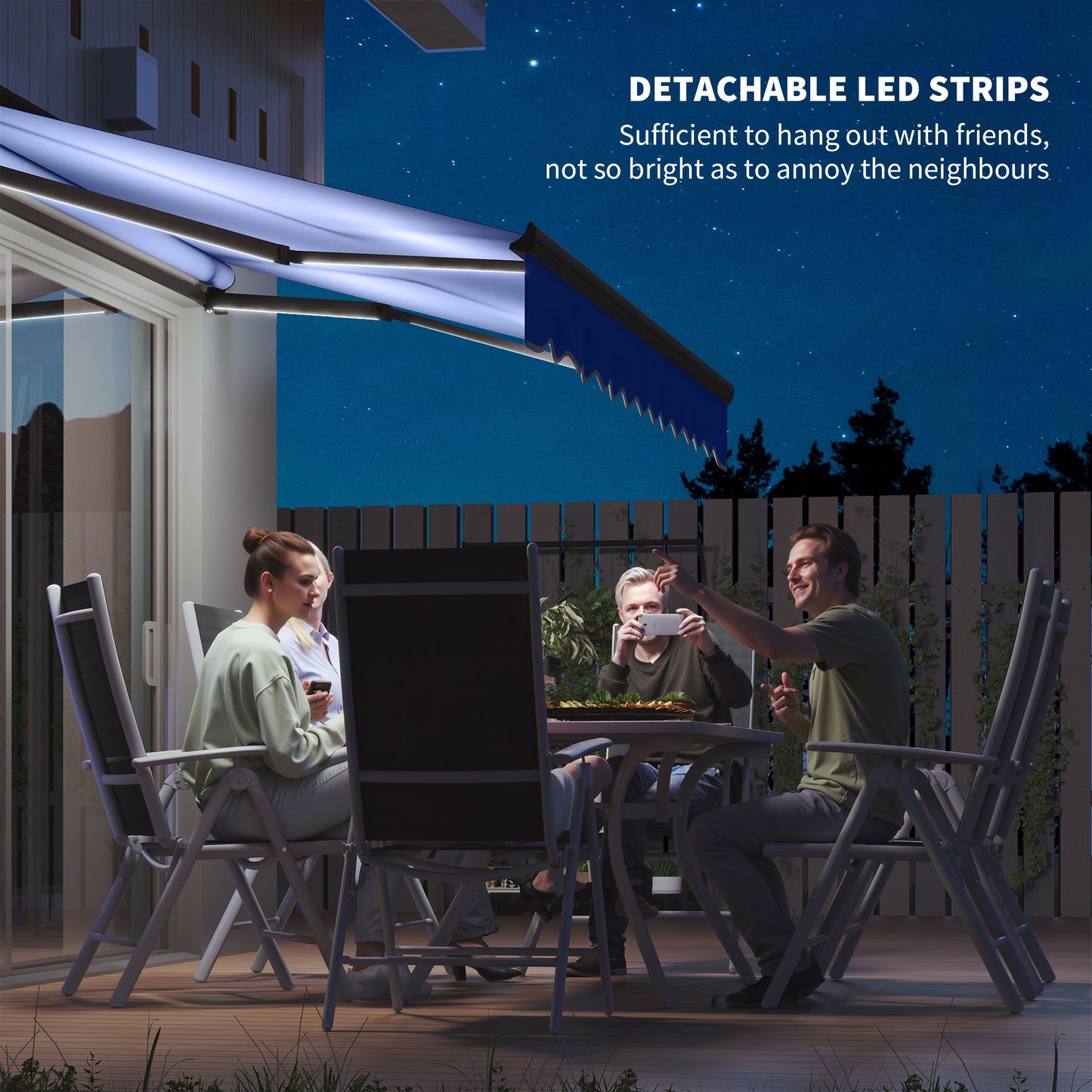2.5 x 2m Electric Awning with LED Light and Remote Controller