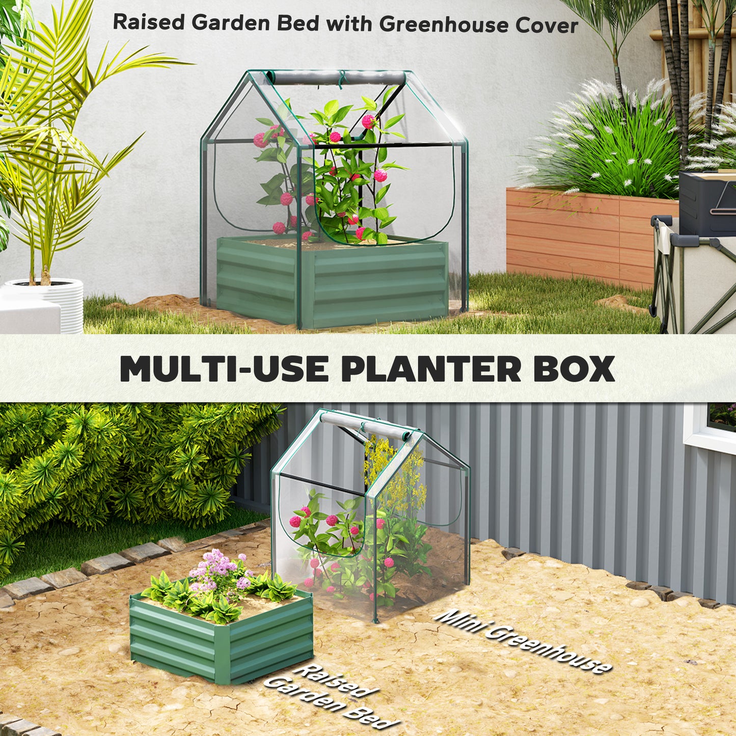 61 x 61cm Garden Planter Bed, with Cover