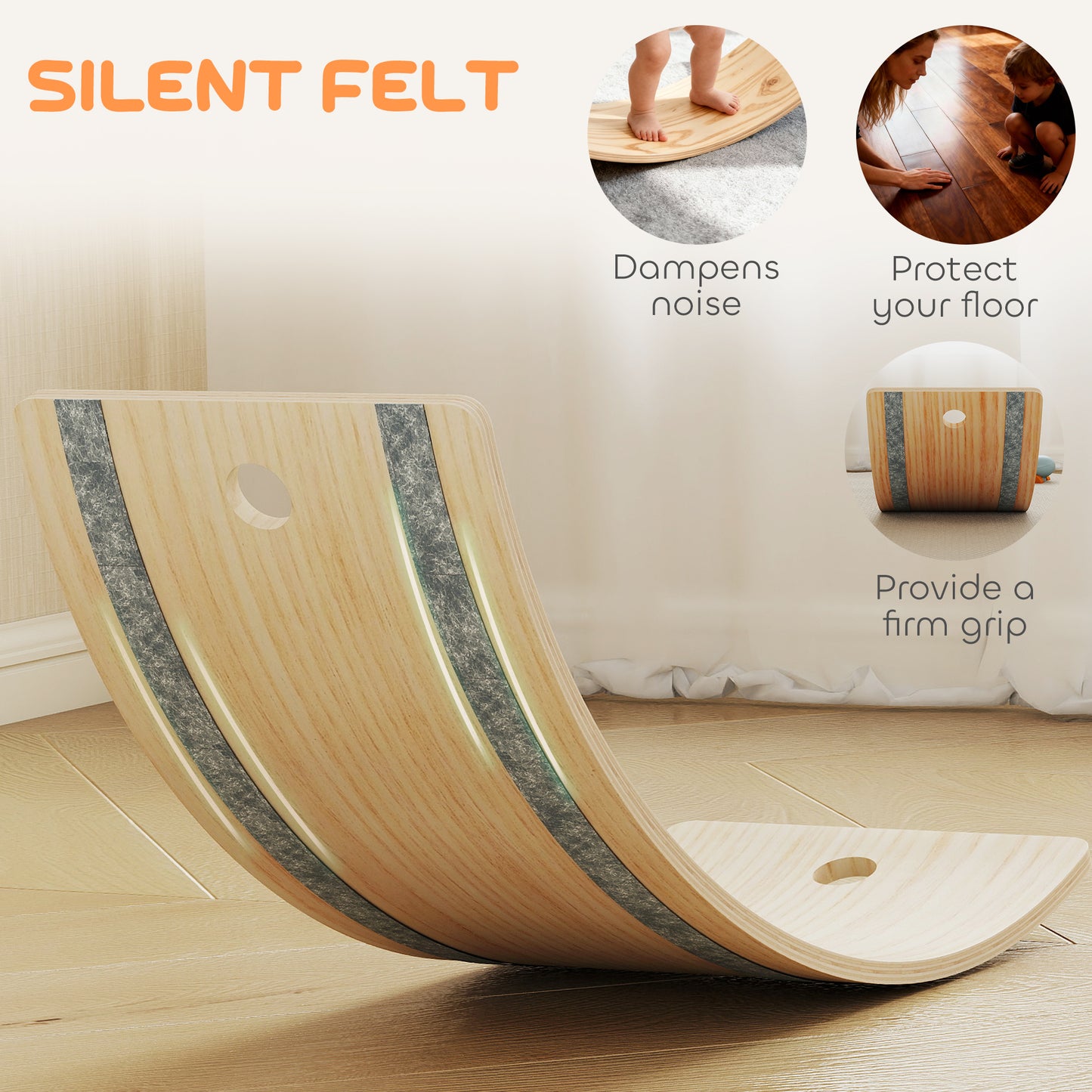 Kids Wooden Balance Board with Rope