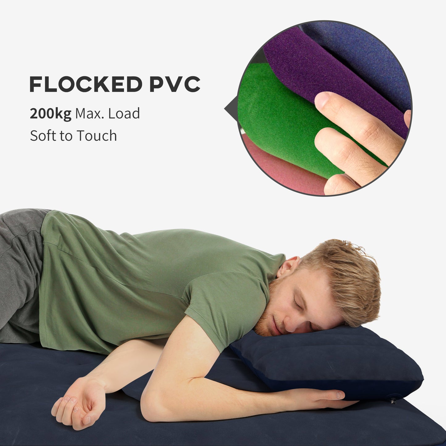 Inflatable King Size Air Bed, with Built-In Hand Pump