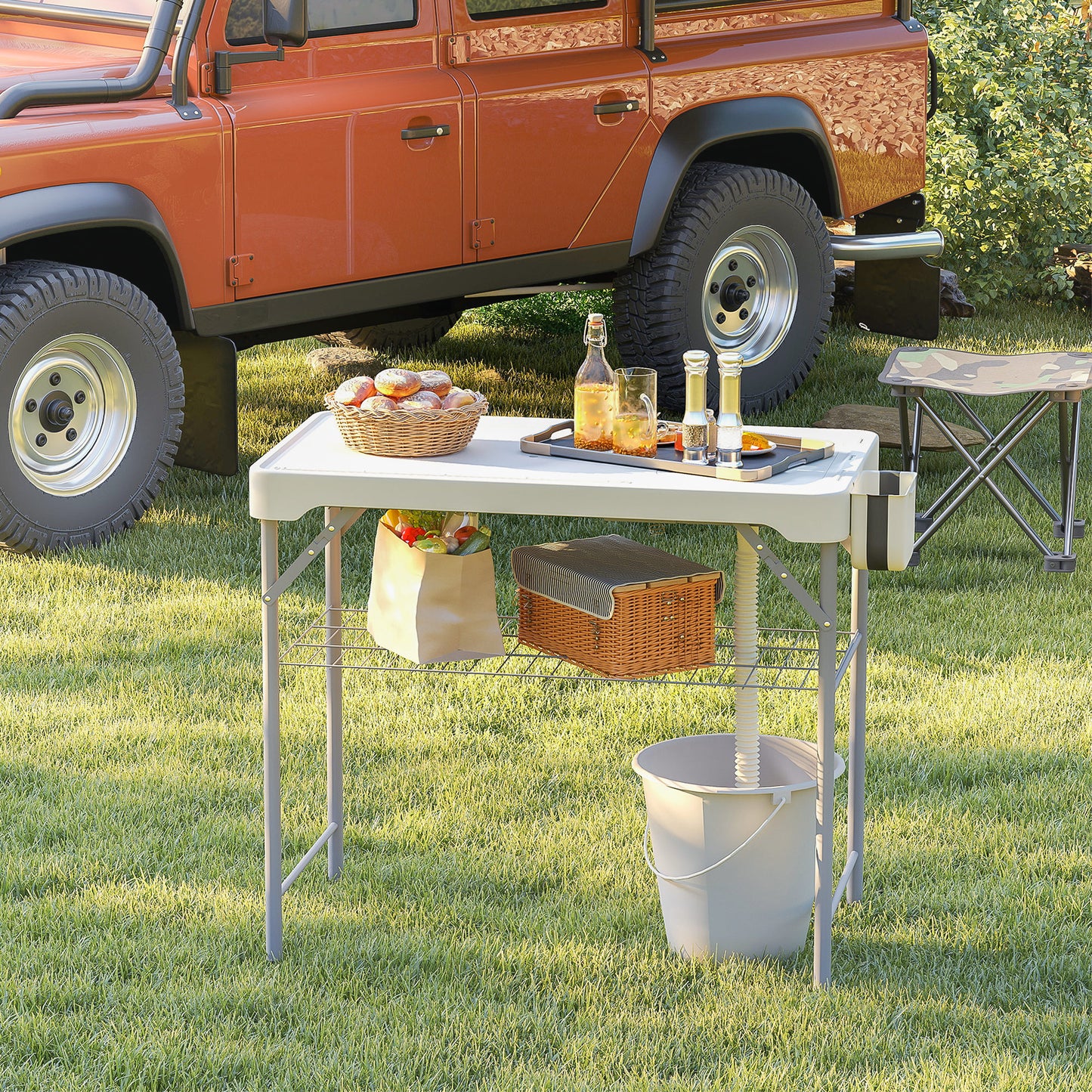 Folding Fish Cleaning Table with Sinks