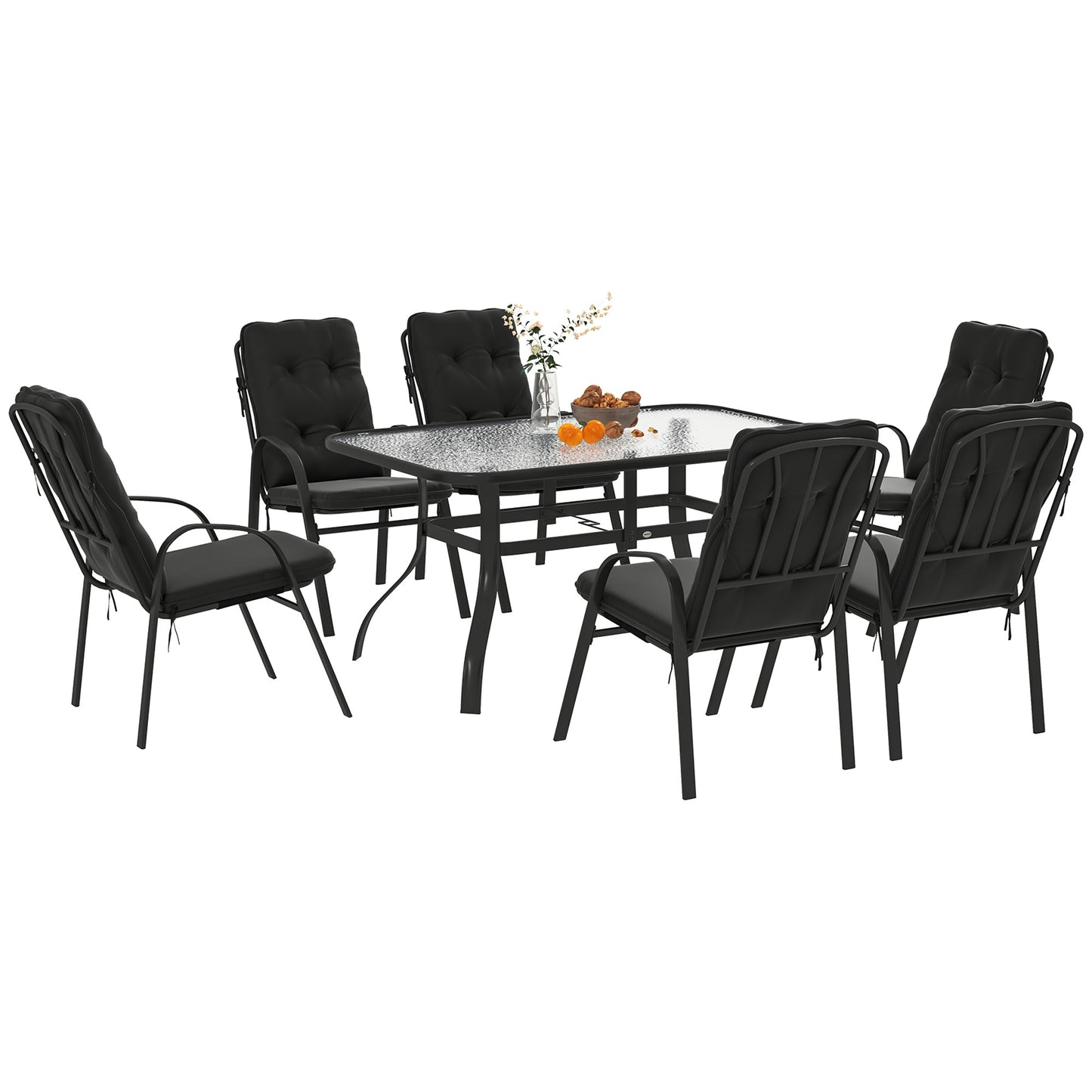 Seven-Piece Garden Dining Set with Cushions