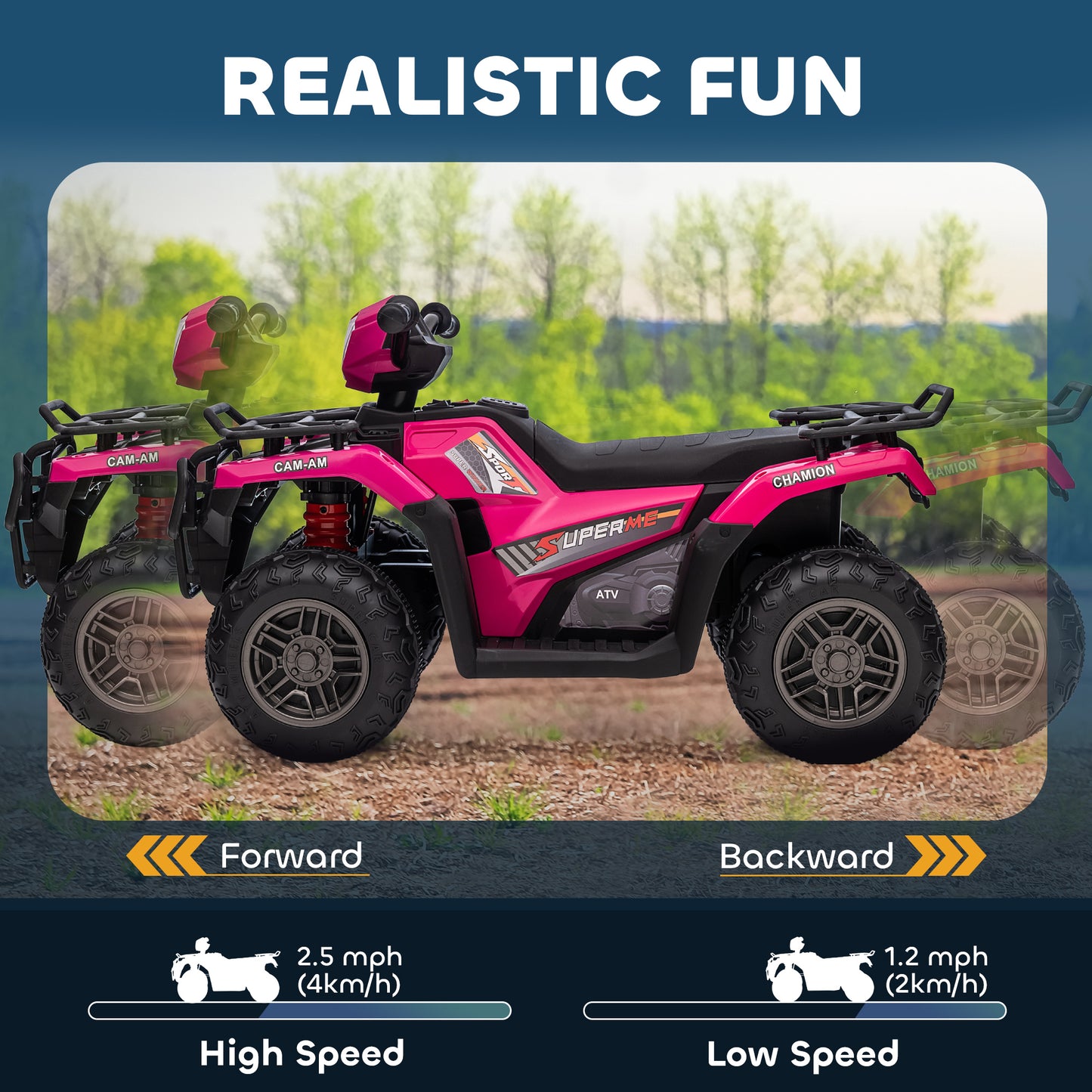 12V Kids Quad Bike with Forward, Reverse Functions