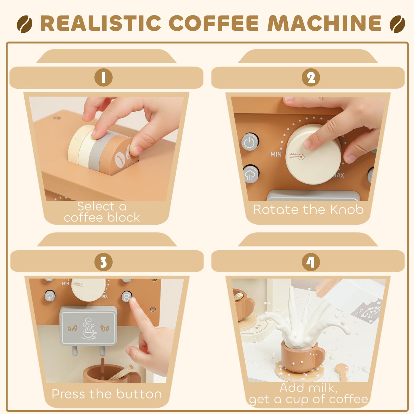 Kids Wooden Coffee Machine Toy