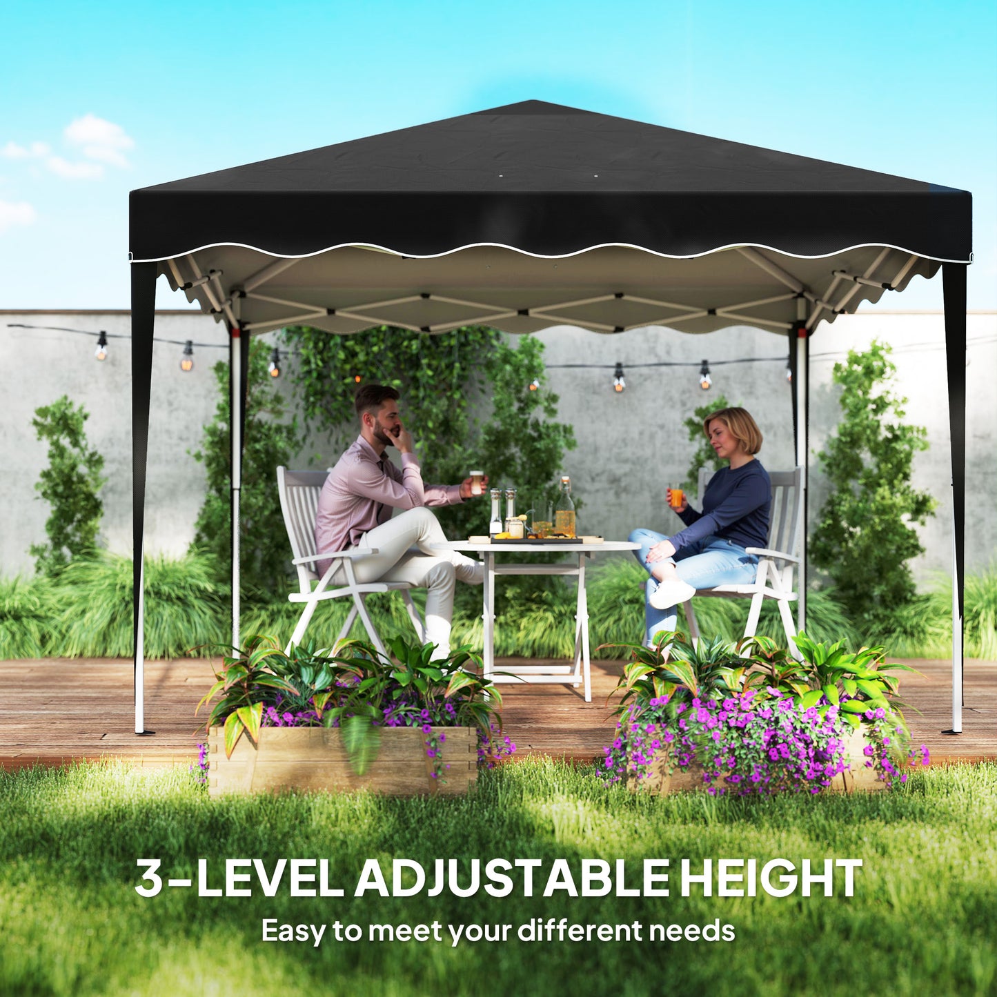 3 x 3cm Adjustable Height Pop-Up Gazebo, with Bag