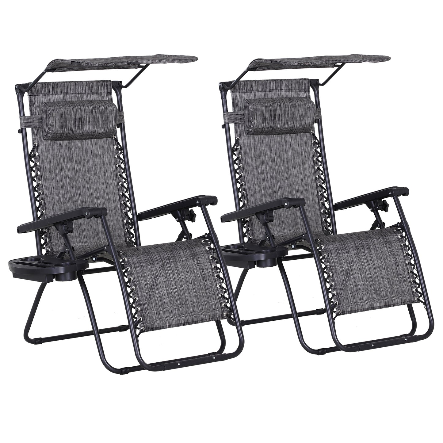 2 Piece Foldable Reclining Garden Chair with Headrest