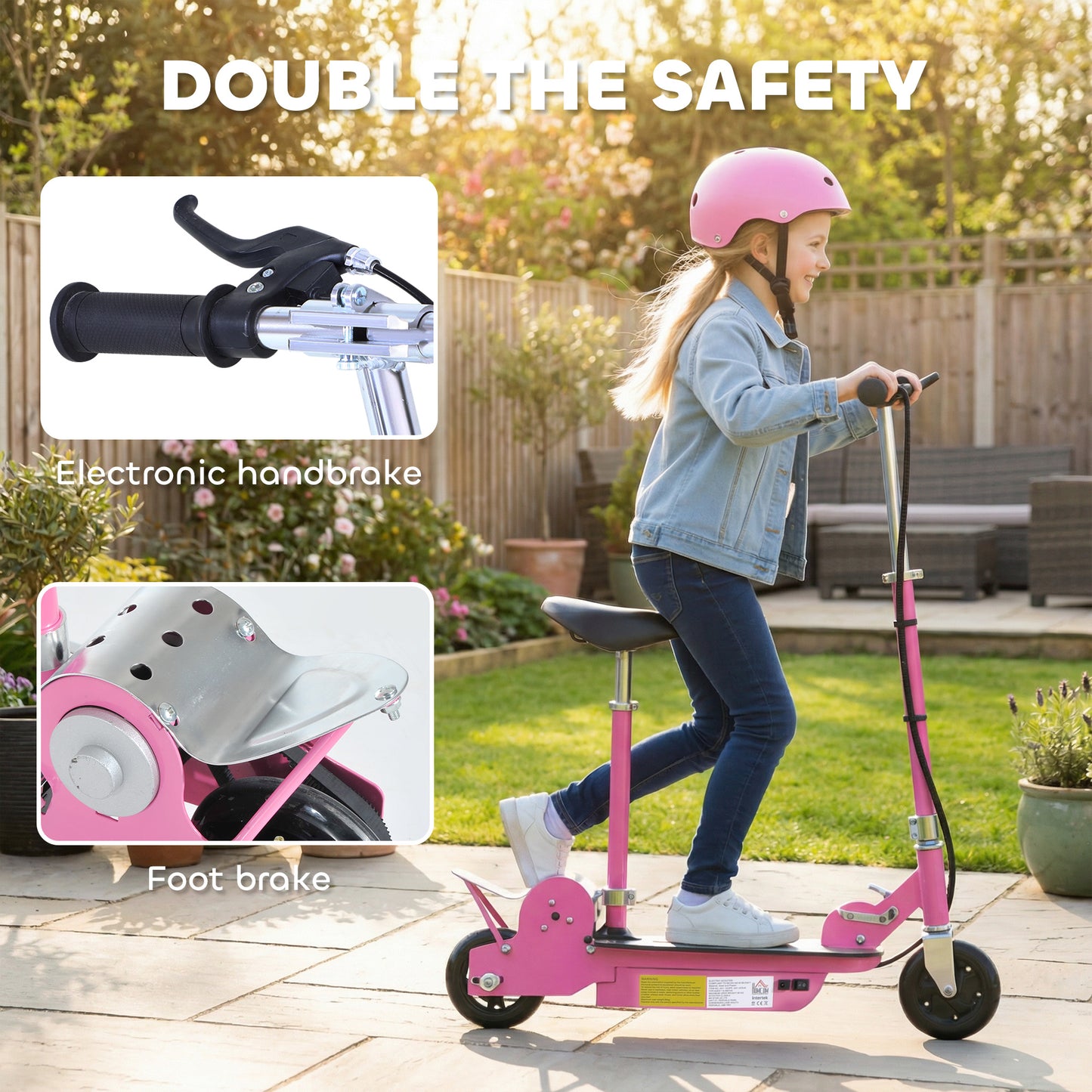Foldable Powered Scooter with Adjustable Seat, Brake