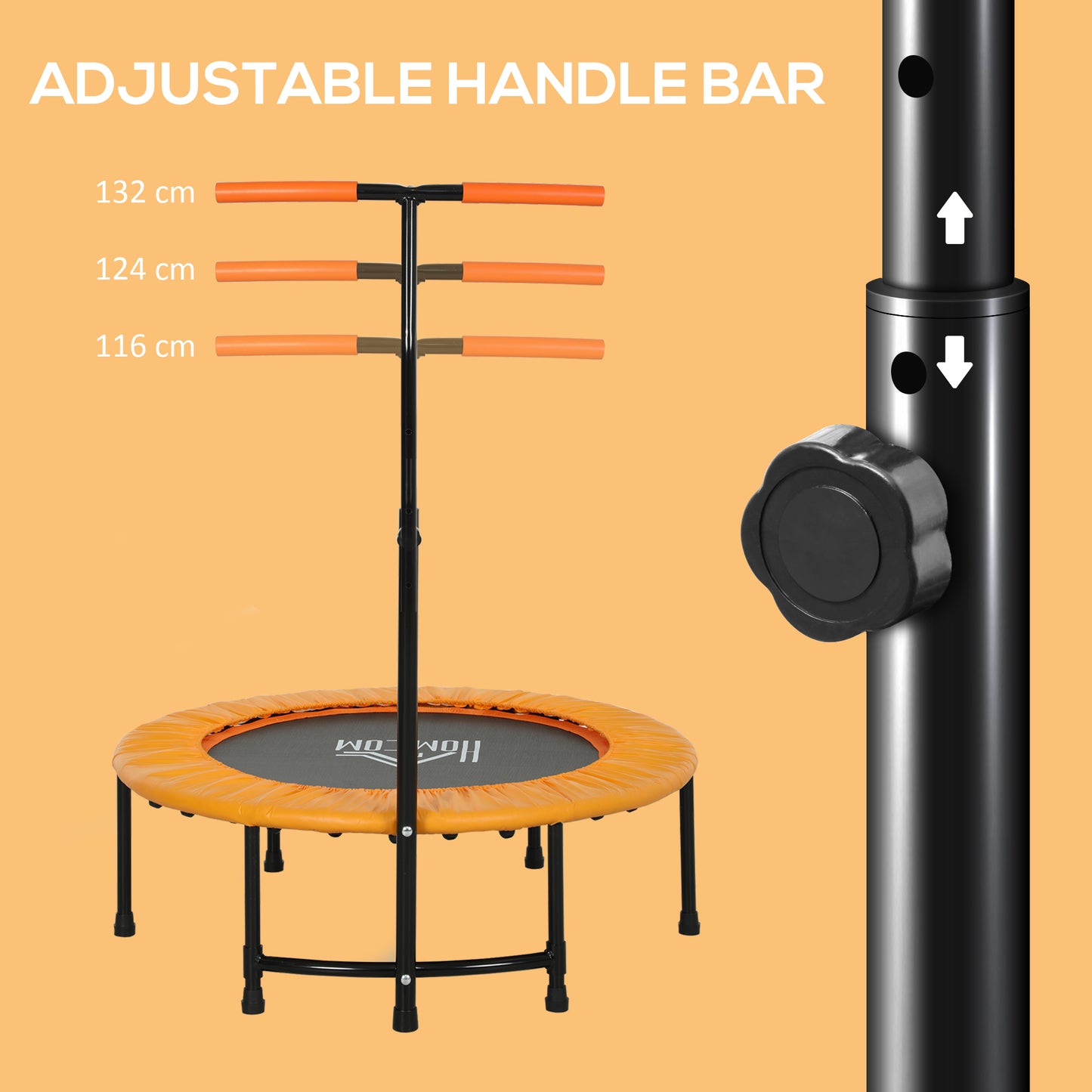 40" Fitness Trampoline with Adjustable Handle, Rebounder Trampoline