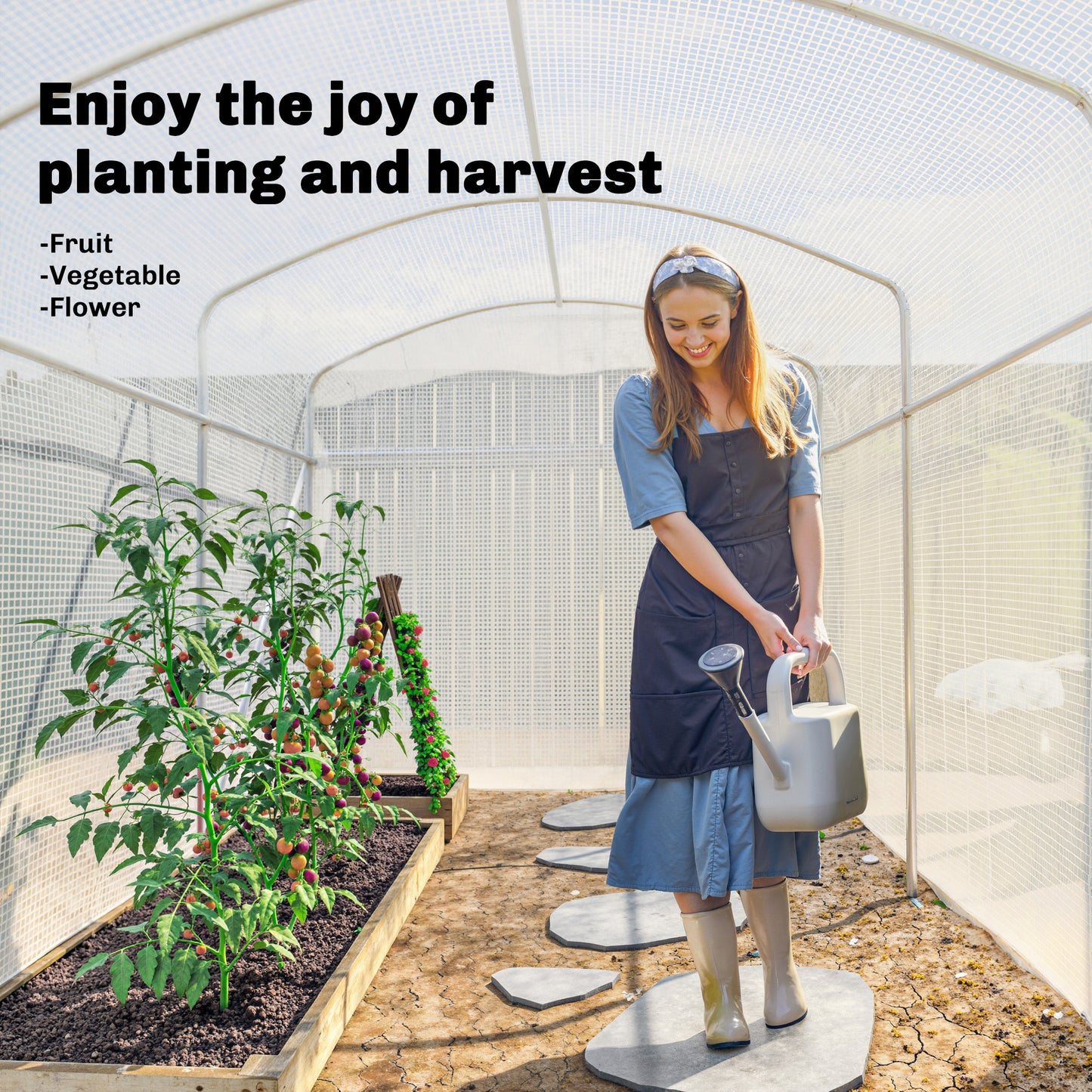 Polytunnel Greenhouse Walk-in Grow House with UV-resistant PE Cover