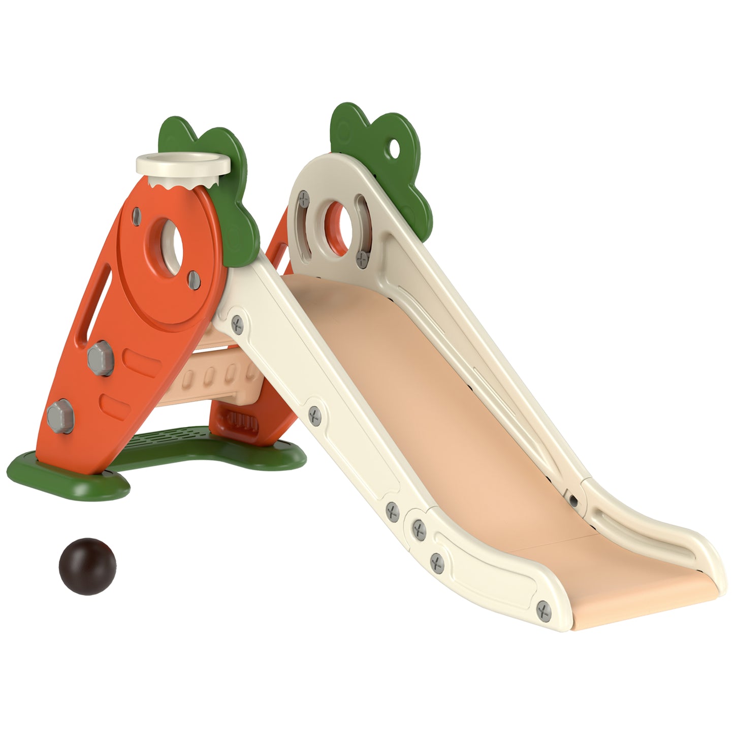 3 in 1 Foldable Toddler Slide with Basketball Hoop, Climber