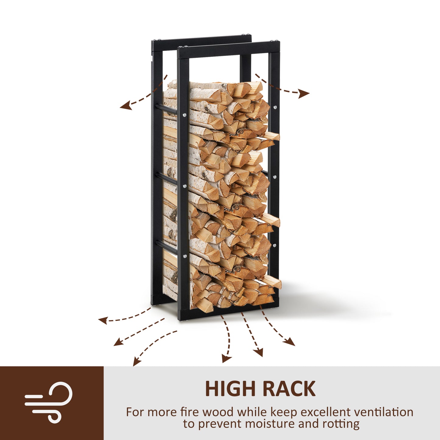 Metal Firewood Log Holder Tall Firewood Rack Indoor Outdoor (2)