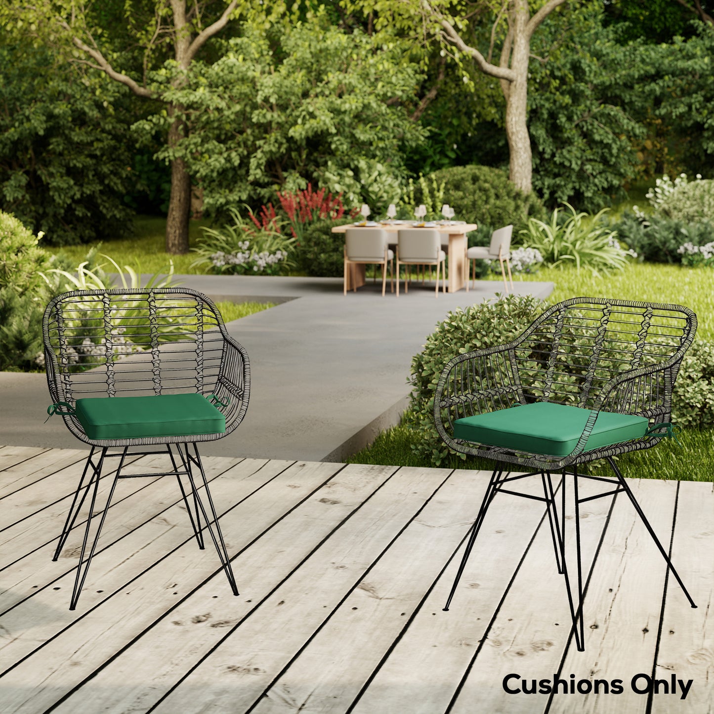 Set of 6 Chair Cushion Seat Pads Dining Chair w/ Straps