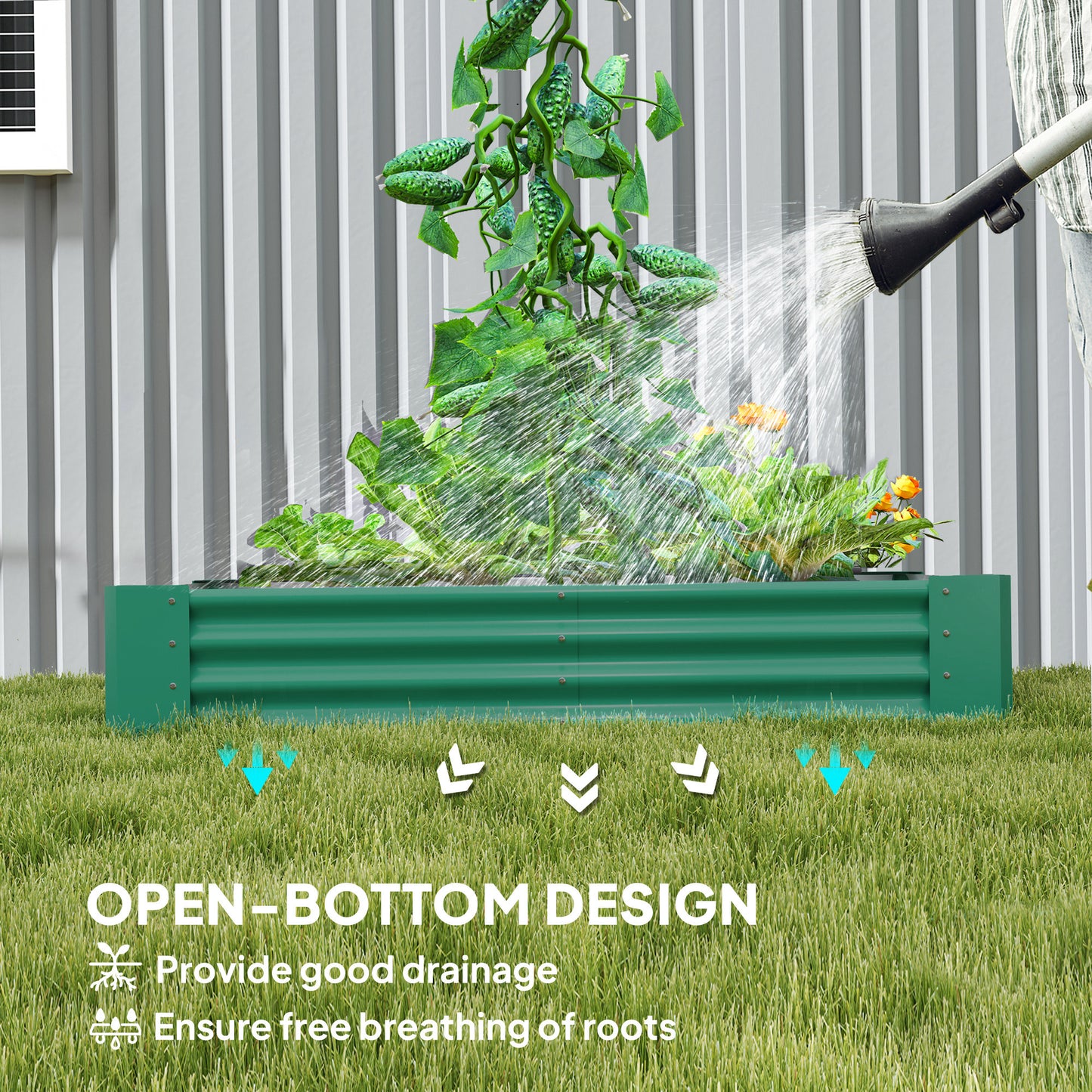 180 x 90cm Galvanised Steel Open Planter