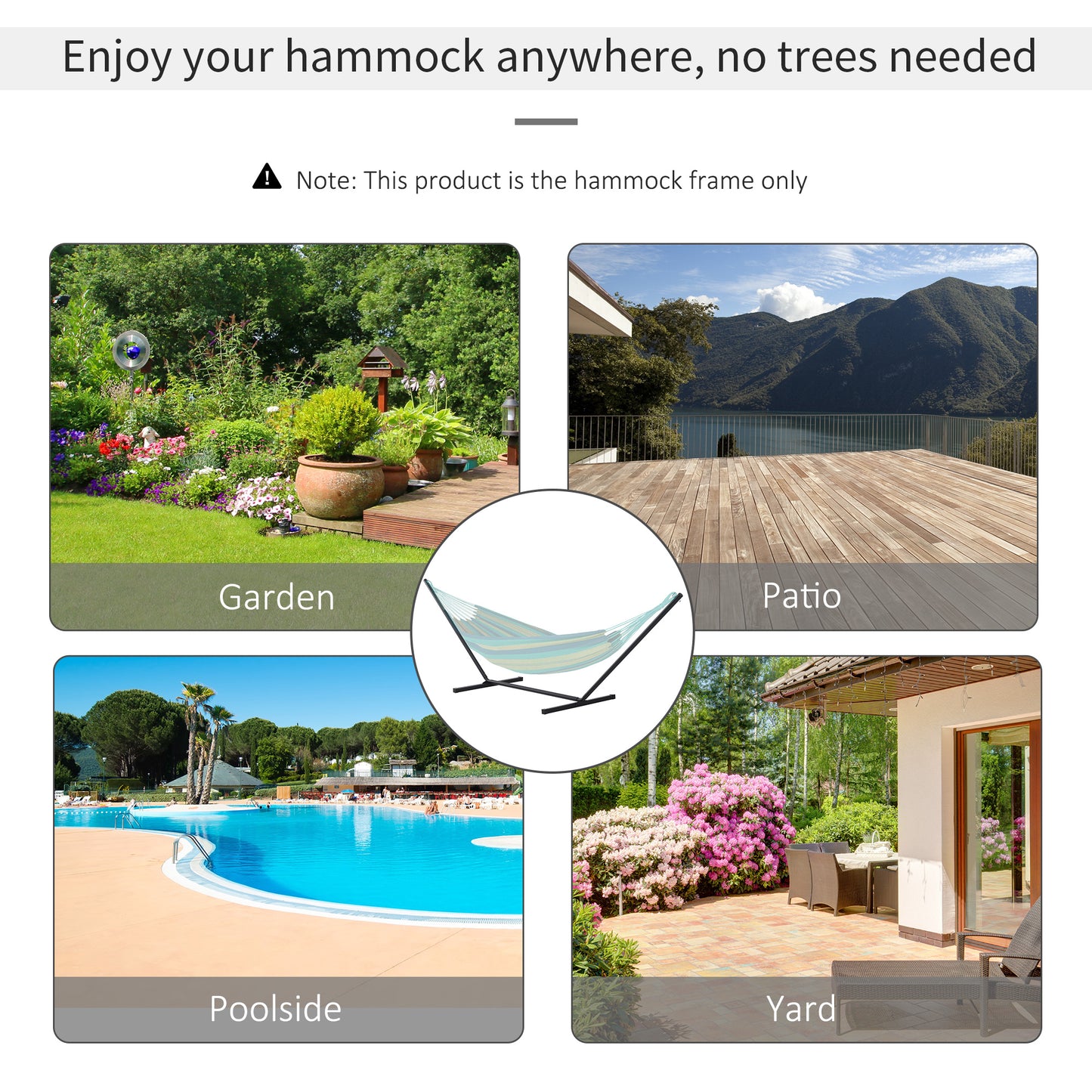 3.6m Extra-long Universal Hammock Stand Metal Frame Garden Camping