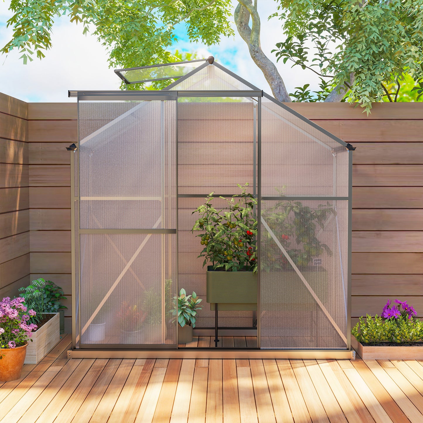 6 x 2.5ft Polycarbonate Greenhouse Walk-In Green House
