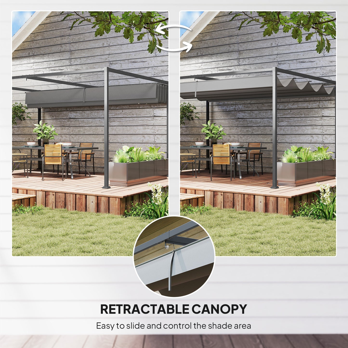 4 x 3(m) Metal Outdoor Pergola with Retractable Roof