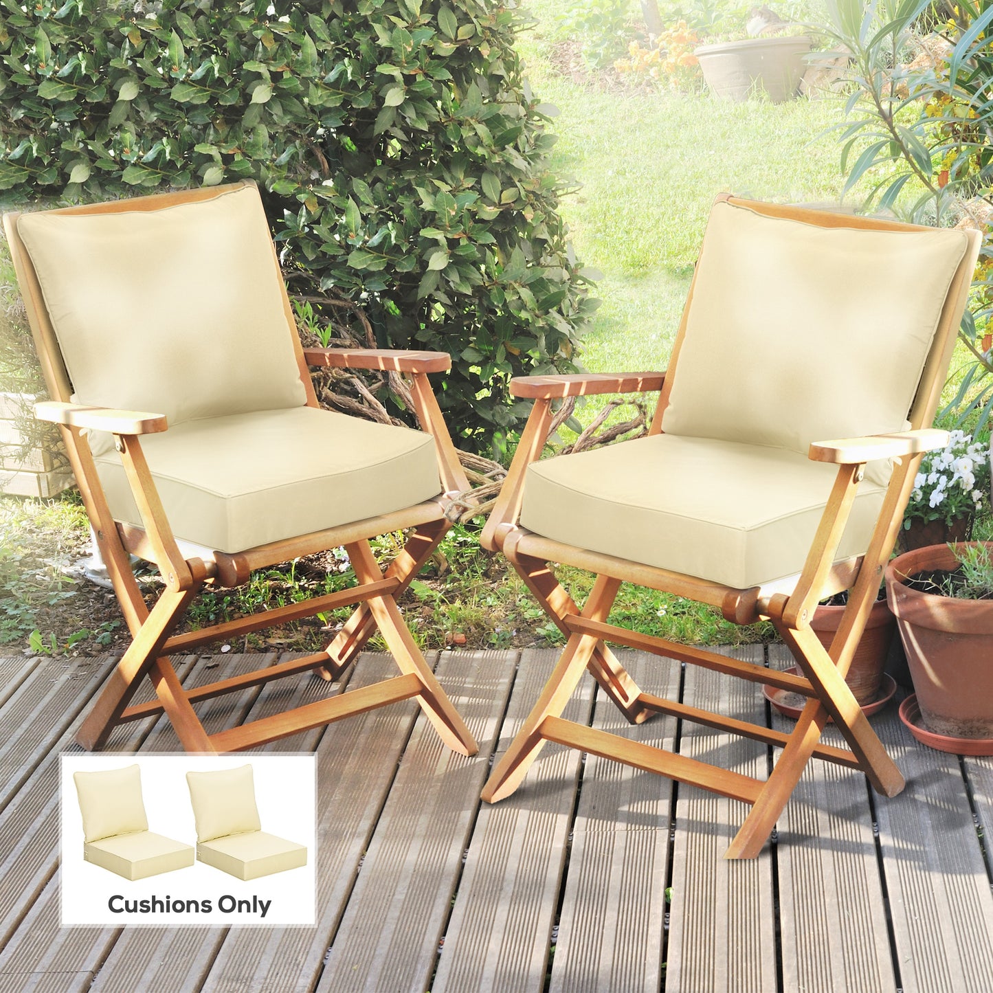 4 Pieces Outdoor Seat and Back Cushion Set Patio Deep Seating Chair
