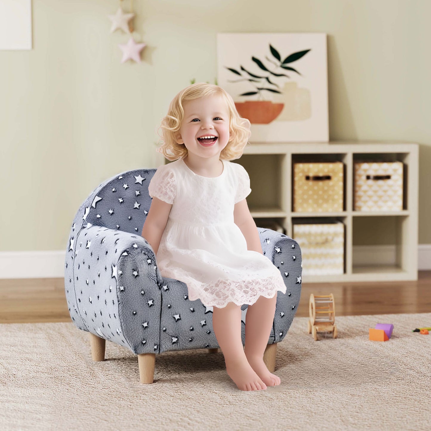 Kids Armchair, Glow in the Dark Chair with Star Design for Bedroom