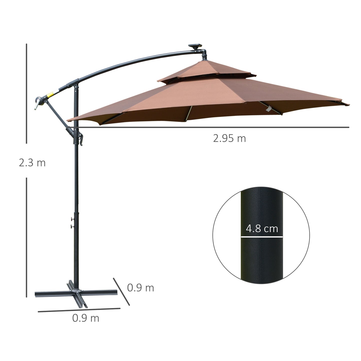 3(m) Cantilever Banana Parasol Hanging Umbrella with Double Roof
