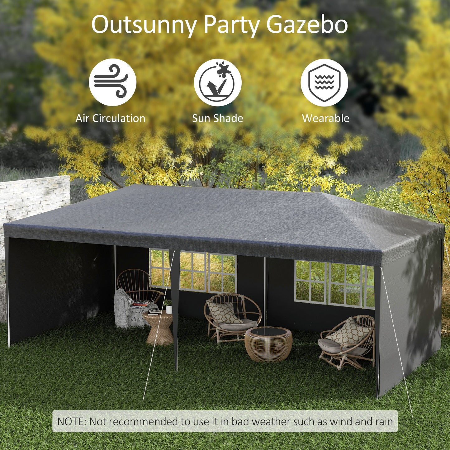2.95 x 5.83 m Semi-Open Gazebo