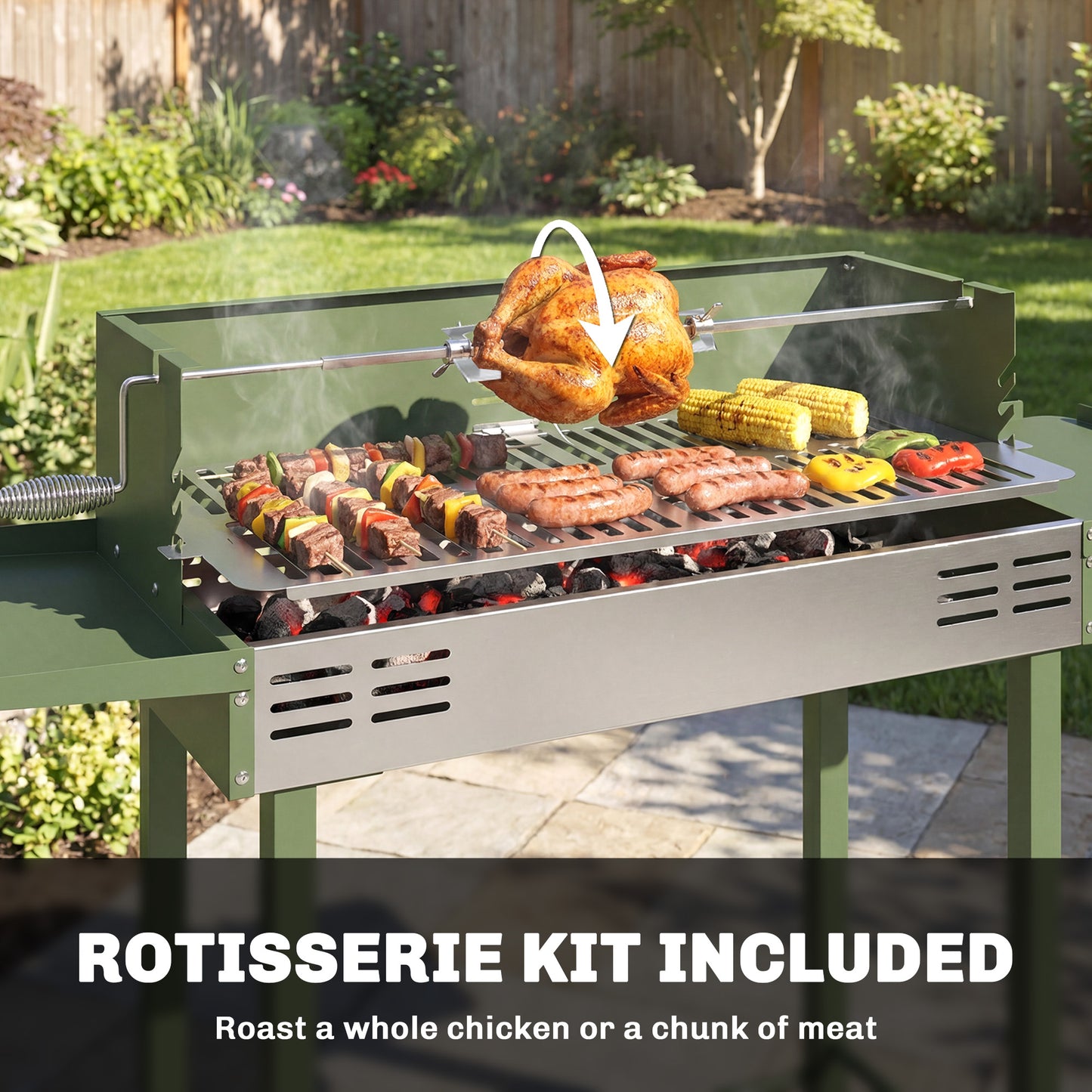 BBQ Rotisserie Grill Roaster Charcoal Spit Roasting Machine