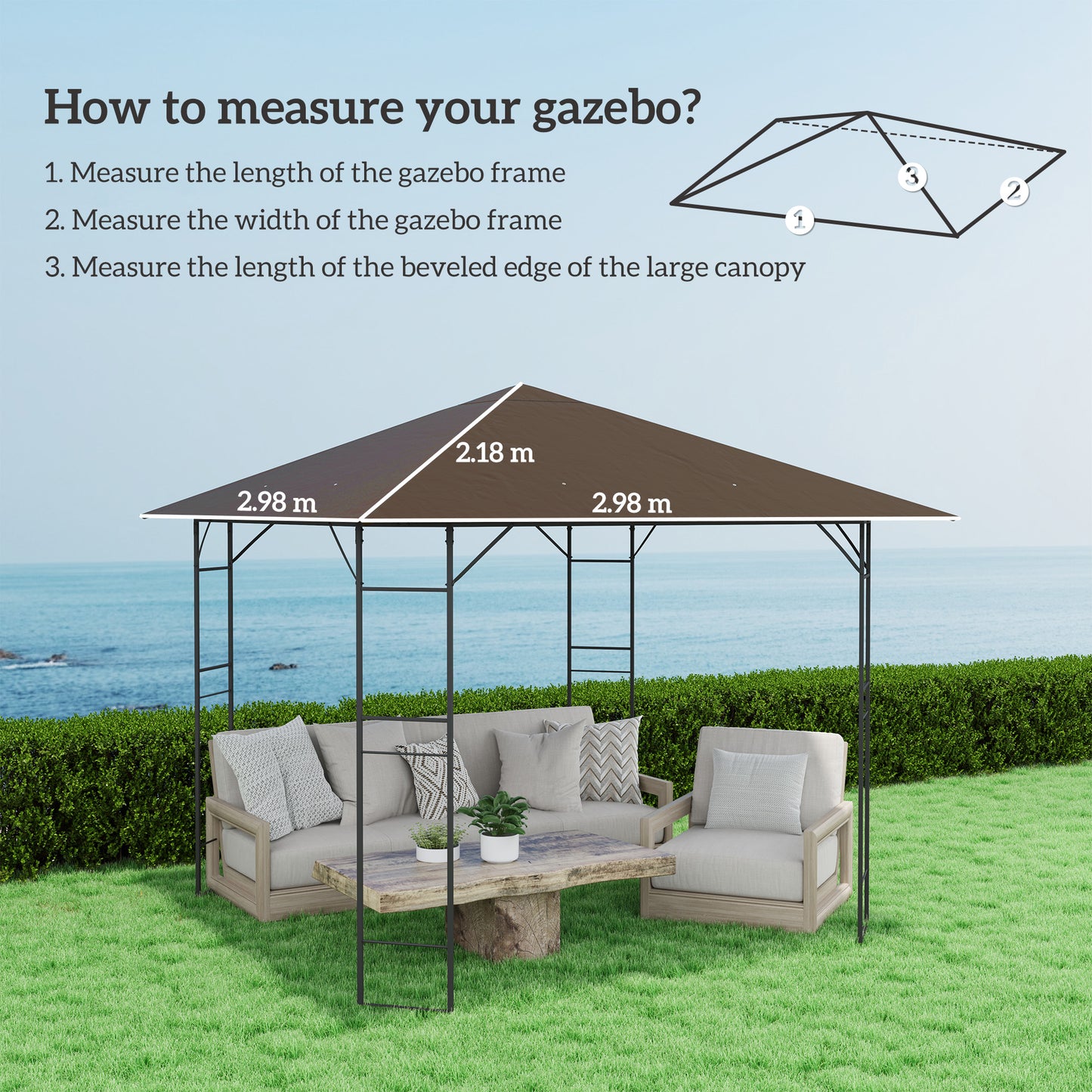 3 x 3(m) Gazebo Canopy Replacement Cover