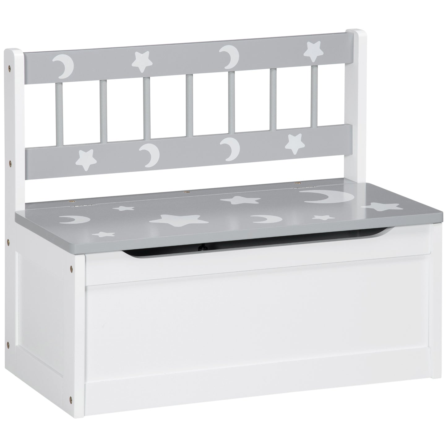2 In 1 Kids Storage Bench, Toy Box w/ Safety Rod