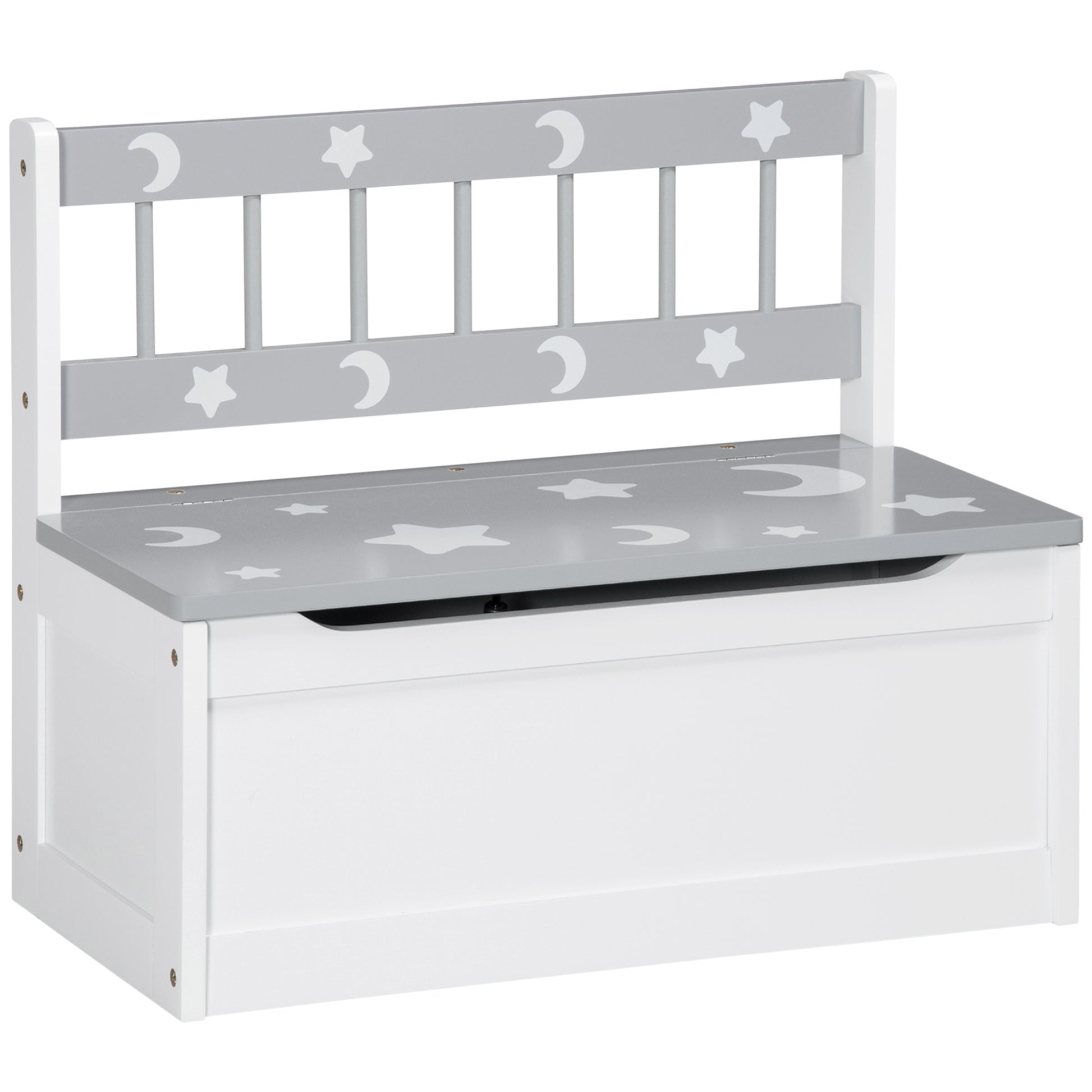 2 In 1 Kids Storage Bench, Toy Box w/ Safety Rod