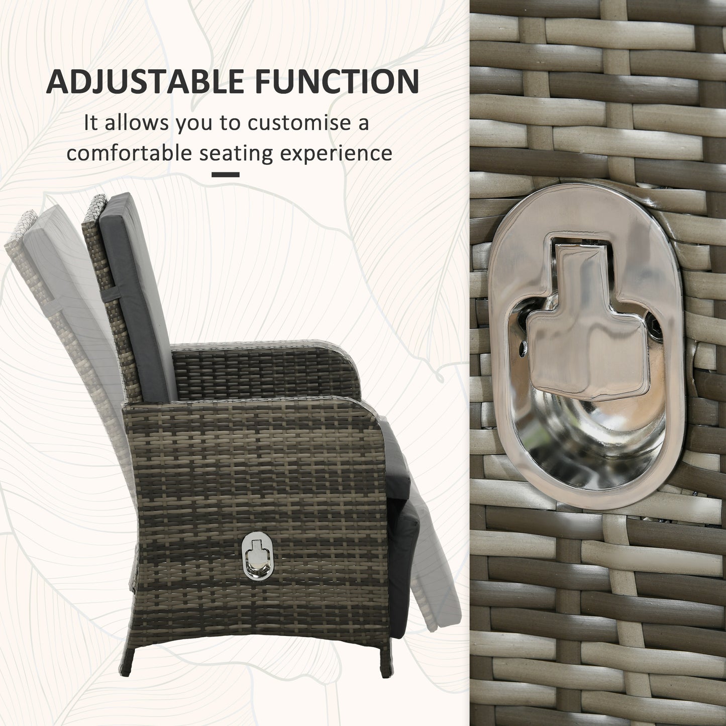 3 Pieces Rattan Bistro Set Balcony Furniture with Cushions