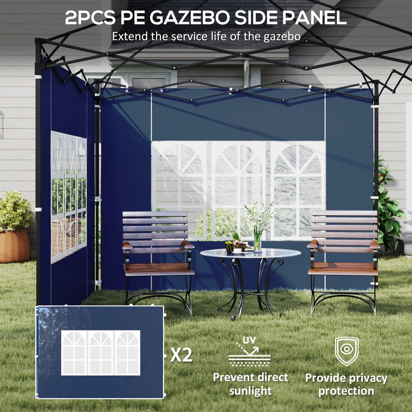 Set of Two 3 x 3(m) Gazebo Frame Replacement Walls