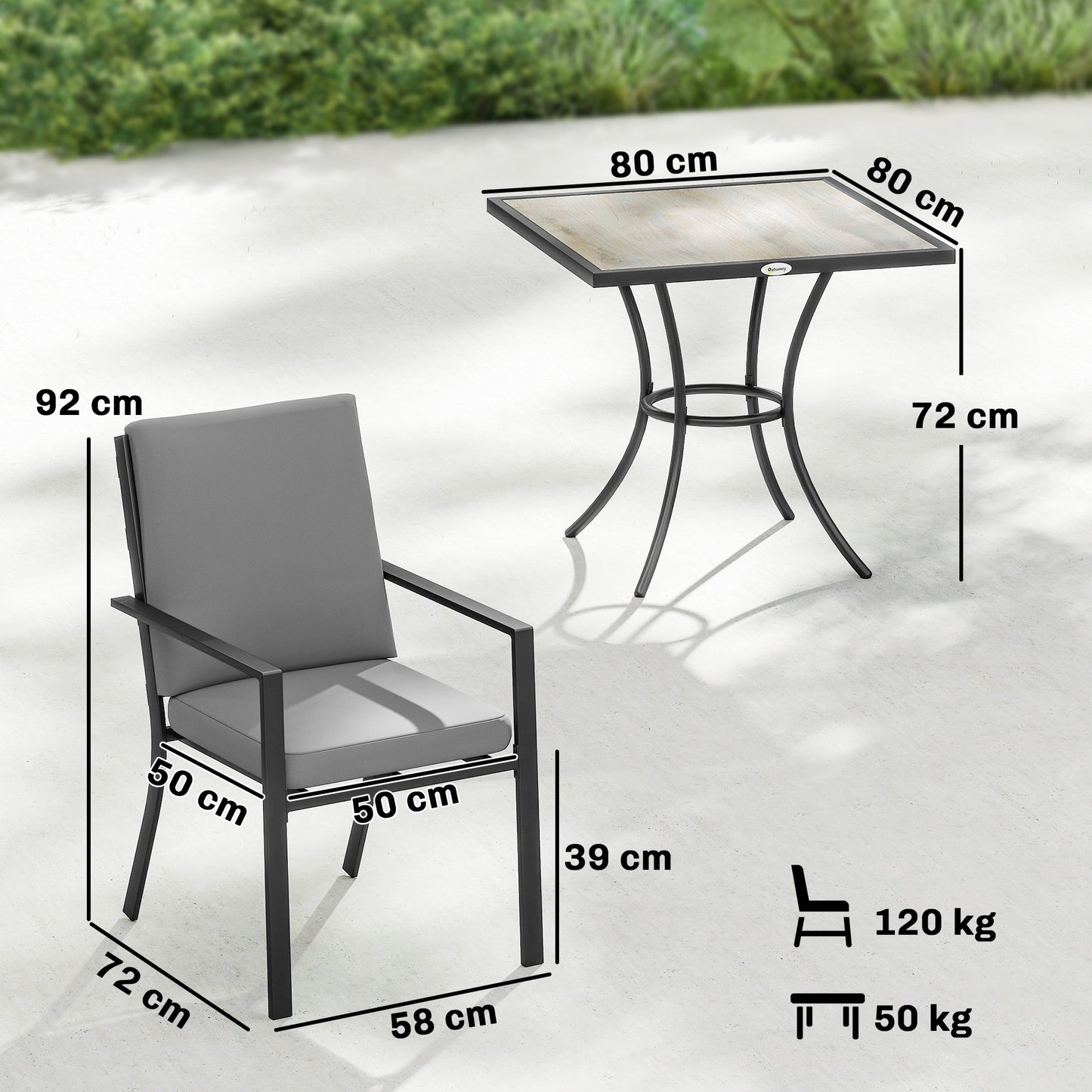 5 Pieces Outdoor Dining Set with Cushions