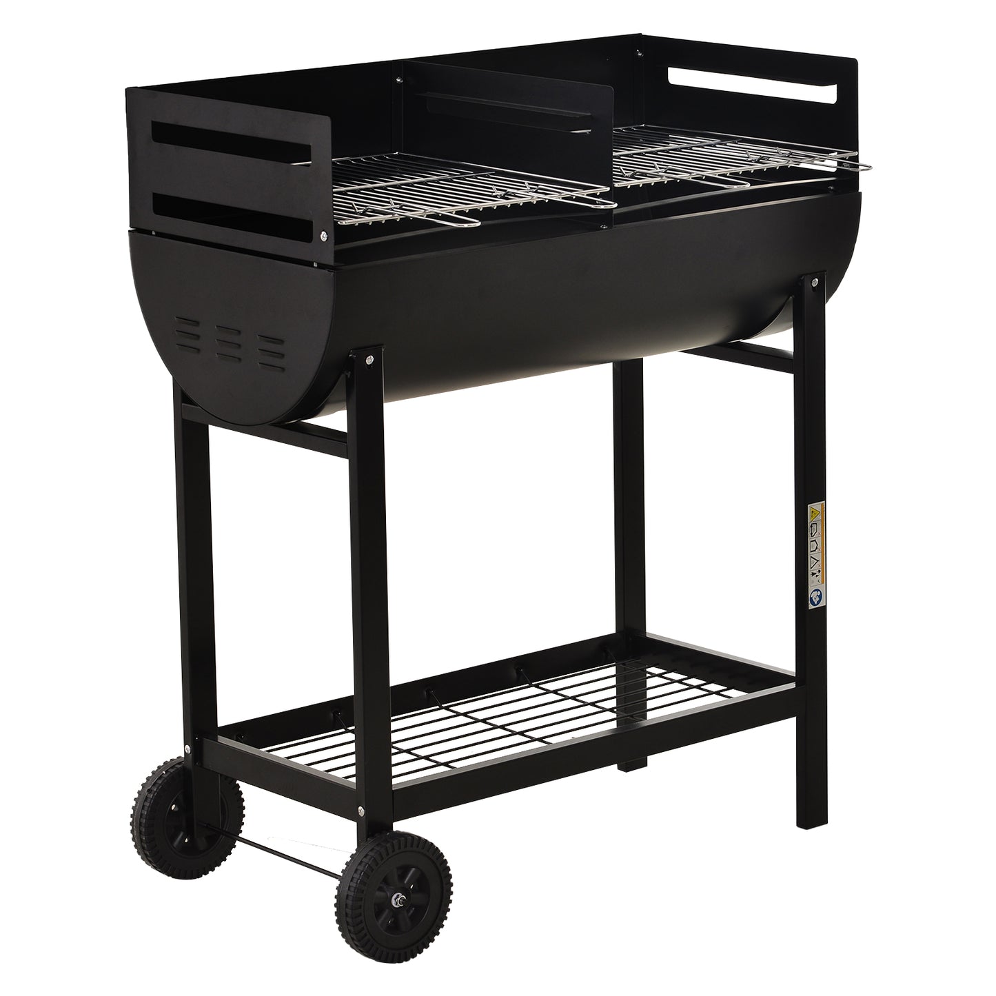 Steel 2-Grill Charcoal BBQ w/ Wheels