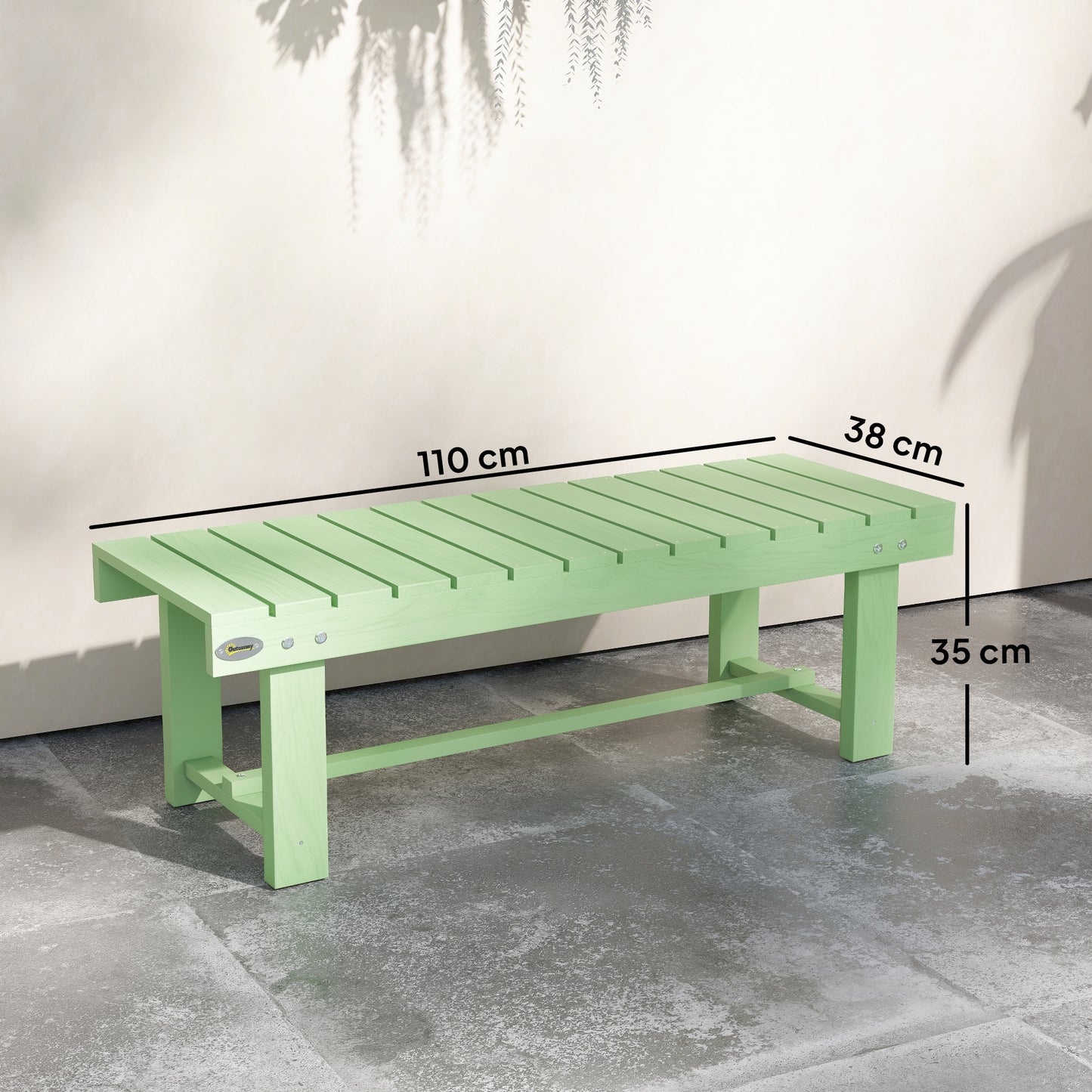 Wooden Garden Bench, Backless Outdoor Loveseat with Slatted Seat