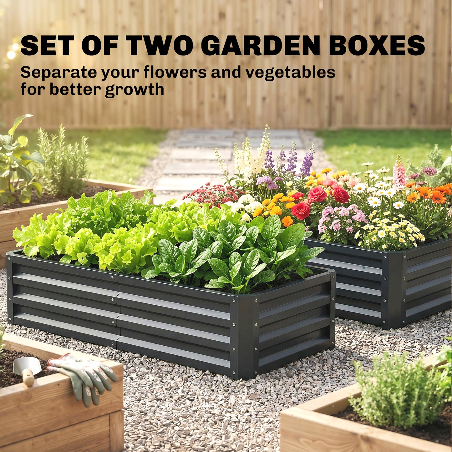 Set of 2 Raised Beds for Garden (1)