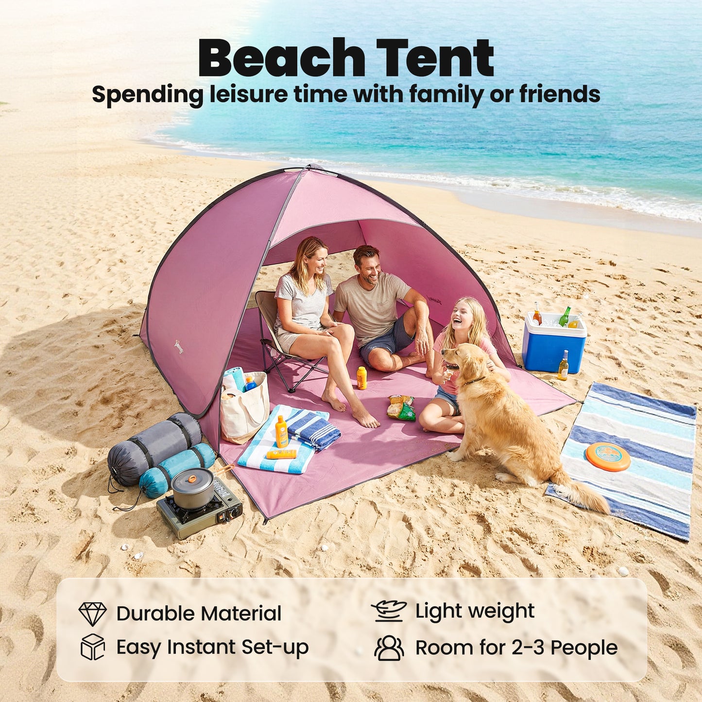 Pop up Beach Tent, UV 50+ Sun Shelter with Carry Bag