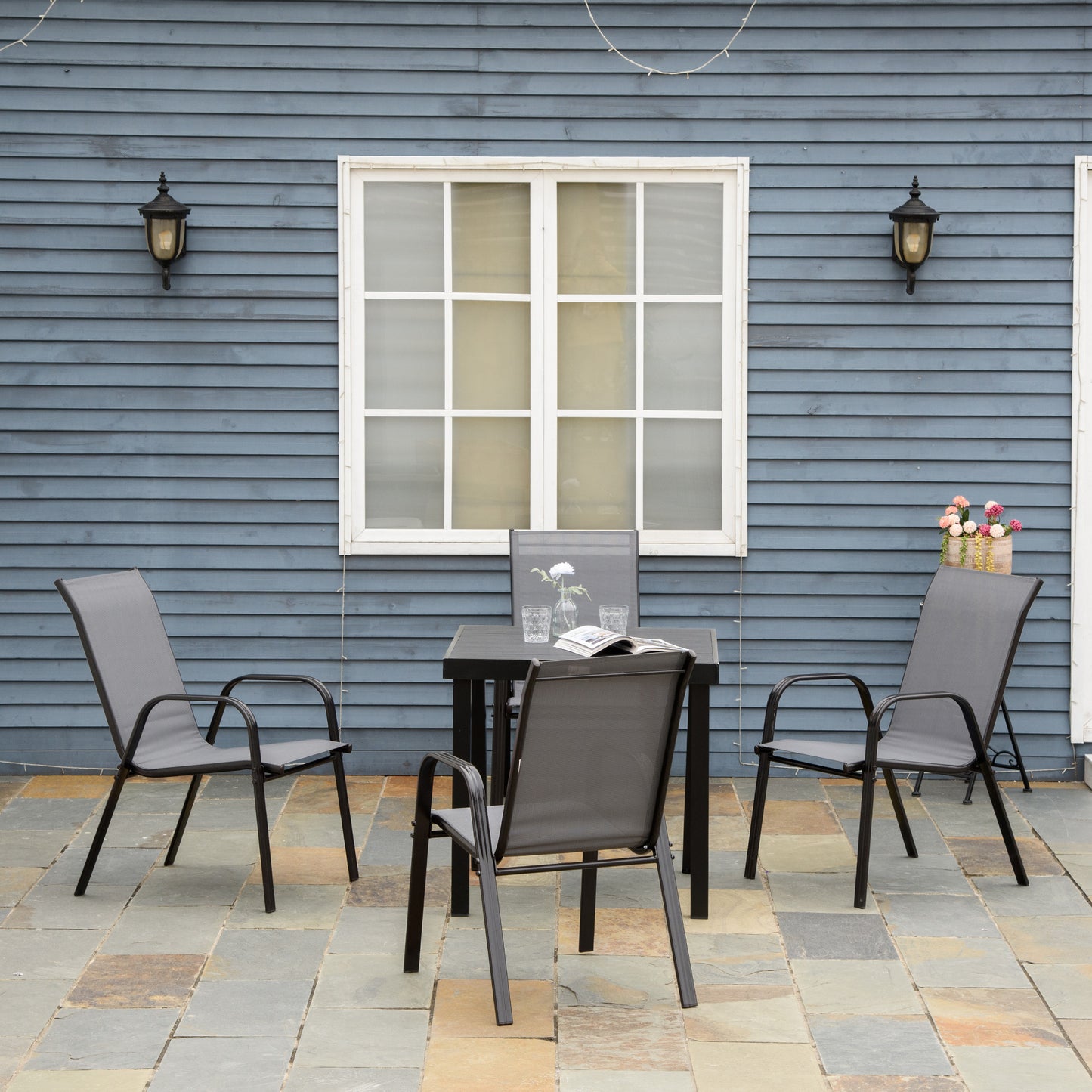 Set of Four Stackable Mesh Seat Chairs (2)