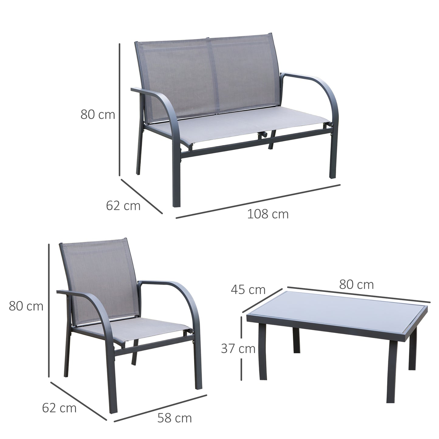 Four-Piece Minimal Garden Patio Set